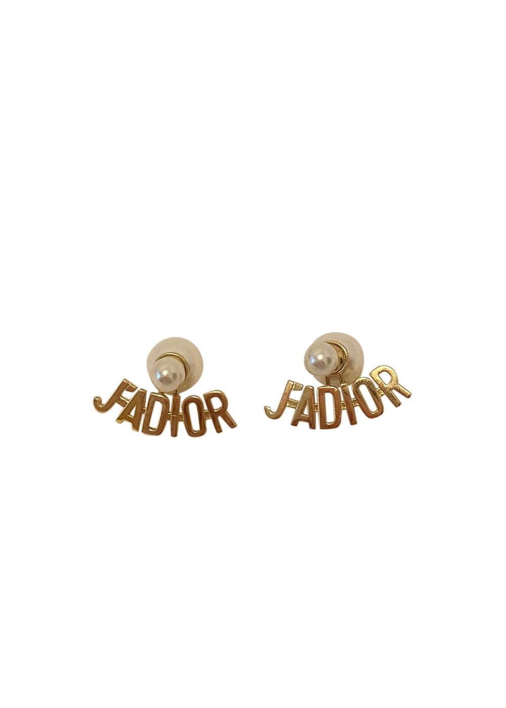 Preowned J'Adior Tribal Earrings White and gold pearl