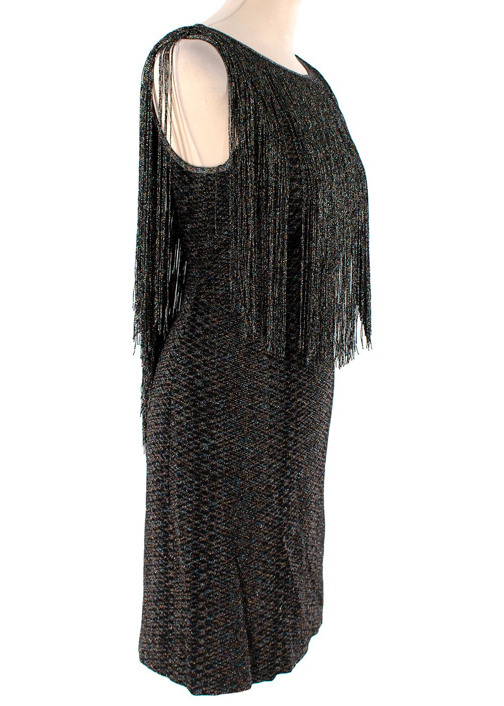 Preowned Missoni Black metallic fringed dress Size XS viscose