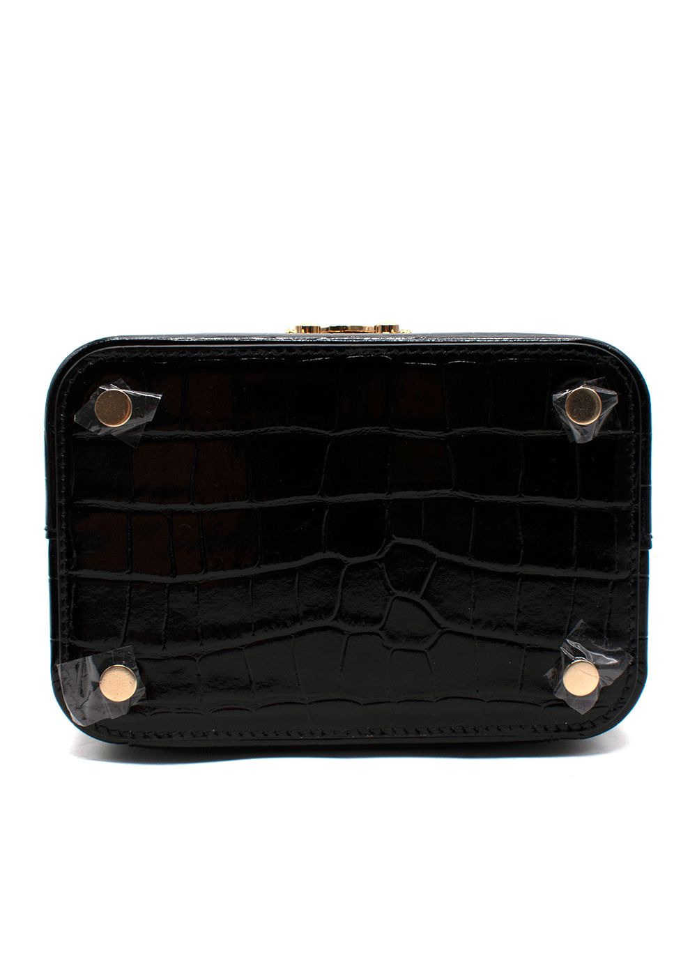 Tanner Krolle Black Croc Embossed Leather Nightingale Bag recycled calf leather/croc embossing