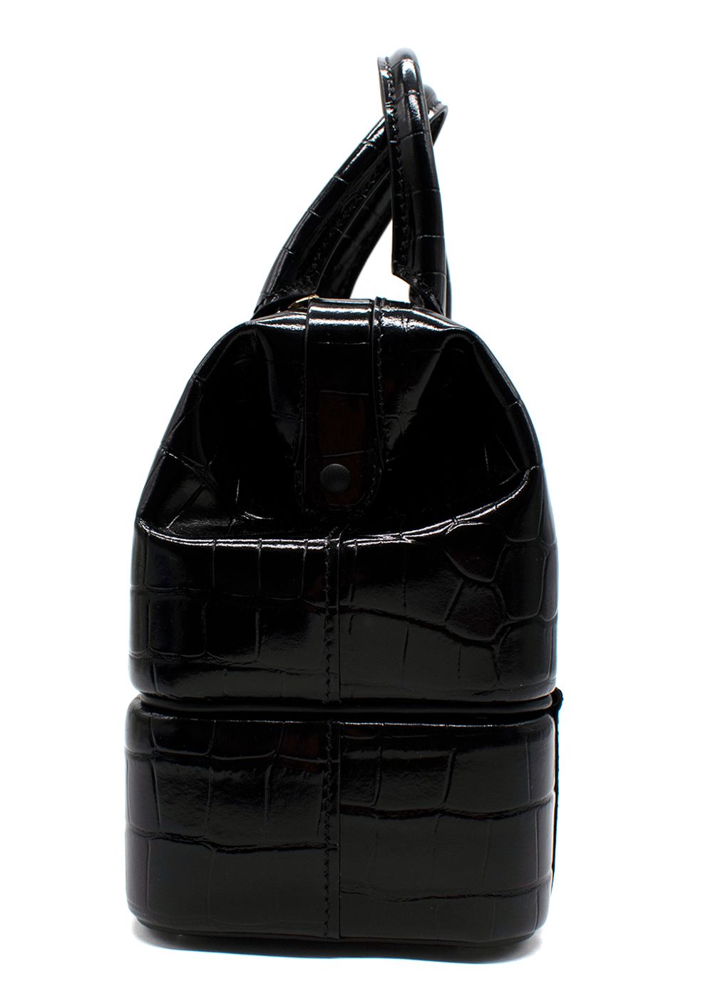 Tanner Krolle Black Croc Embossed Leather Nightingale Bag recycled calf leather/croc embossing