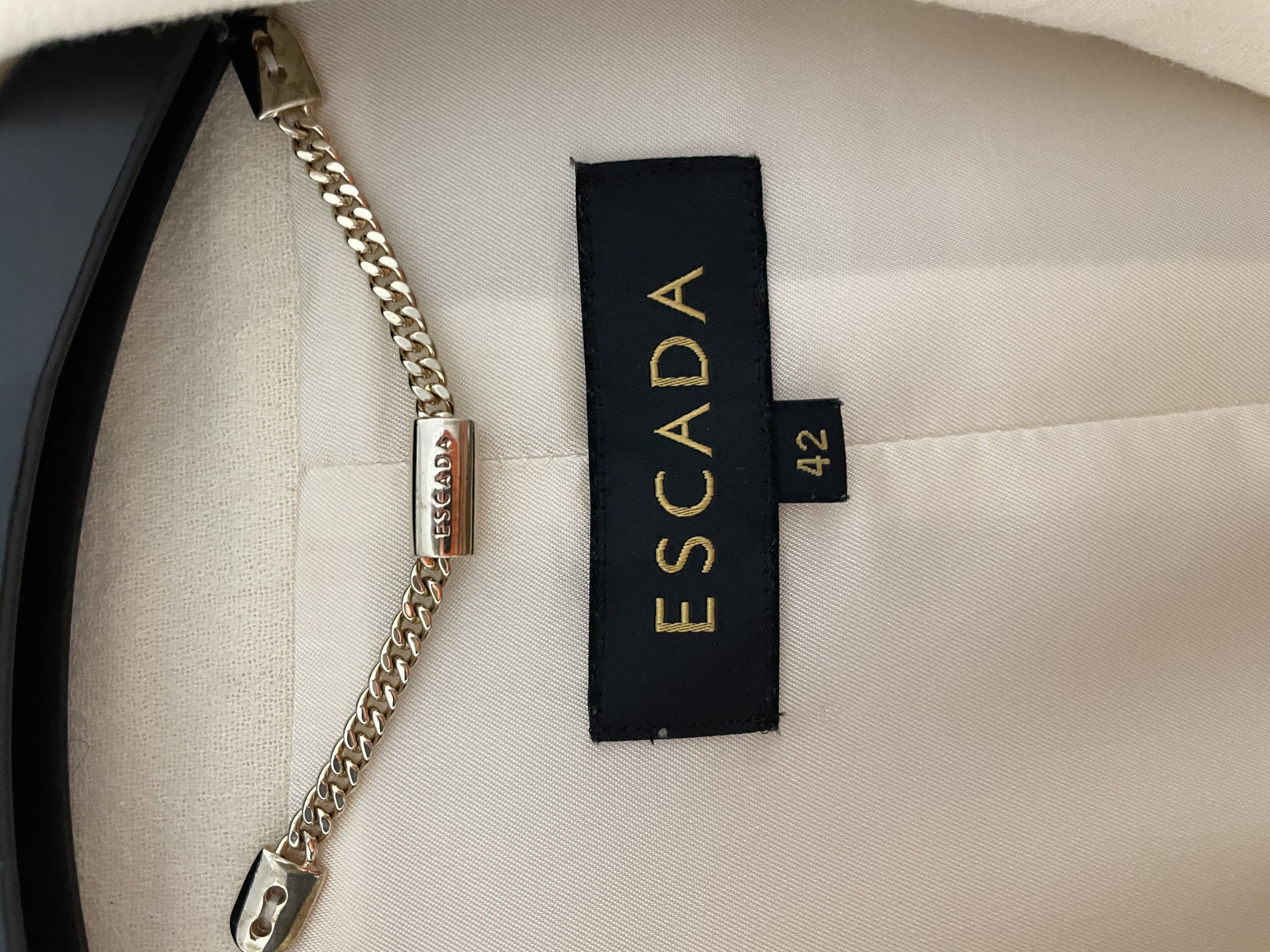 Preowned Escada Ivory Tailored Wool Sleeveless Jacket Size L White