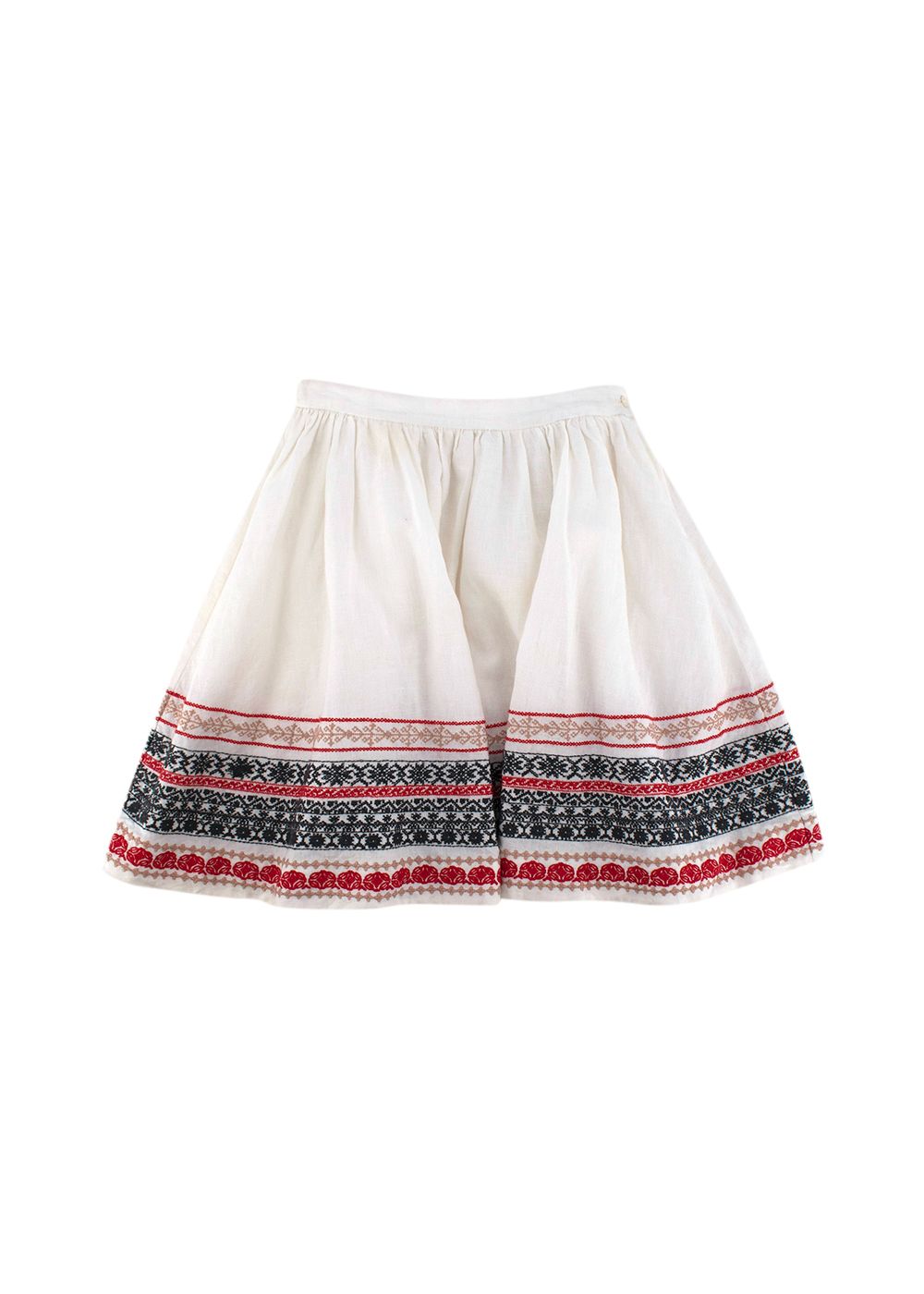 Boys Bonpoint Kids 8Y White Embroidered Trim Skirt Size 8 Years White and multicolor trim cotton