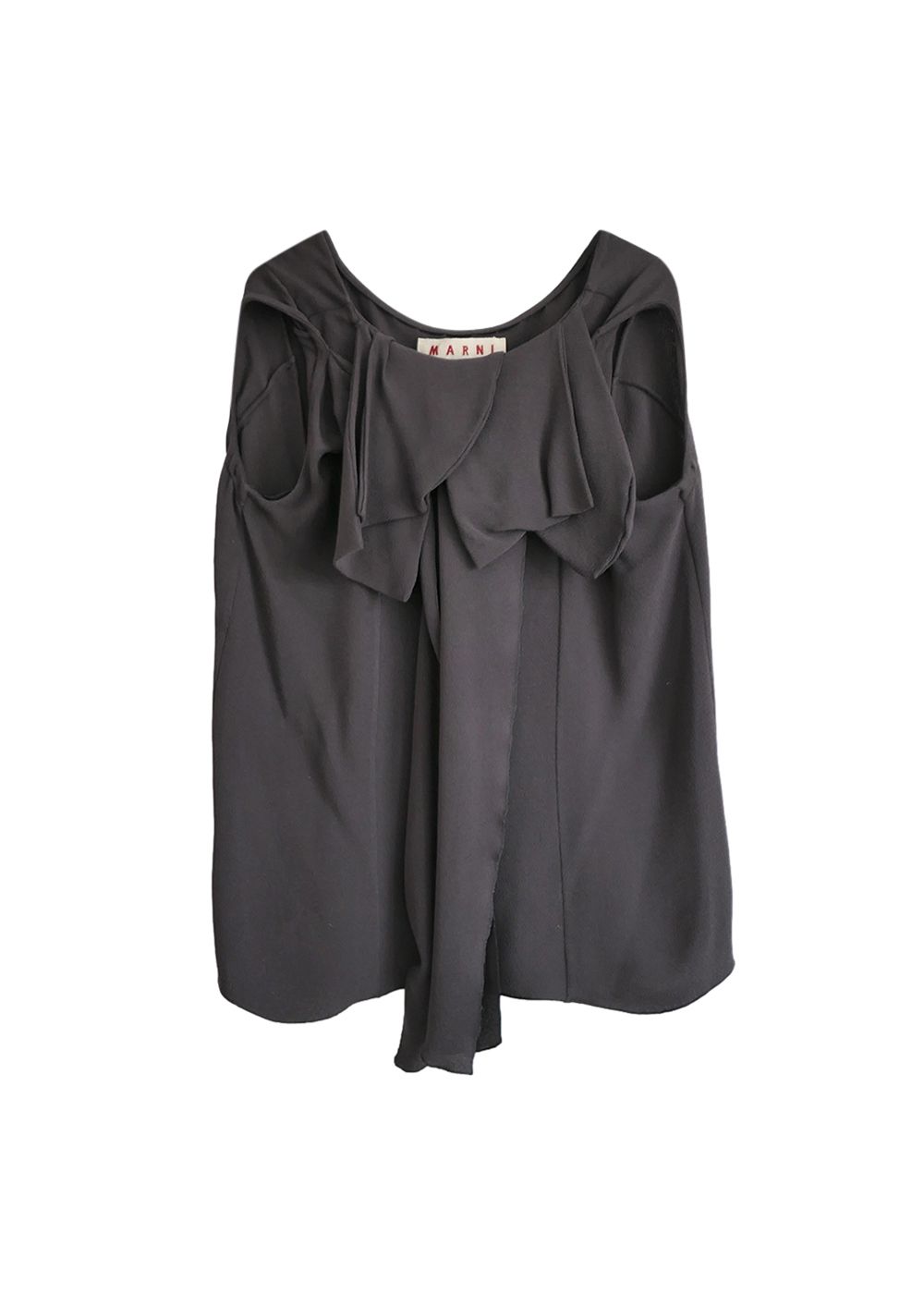 Preowned Marni Black Silk Draped Sleeveless Top Size S grey