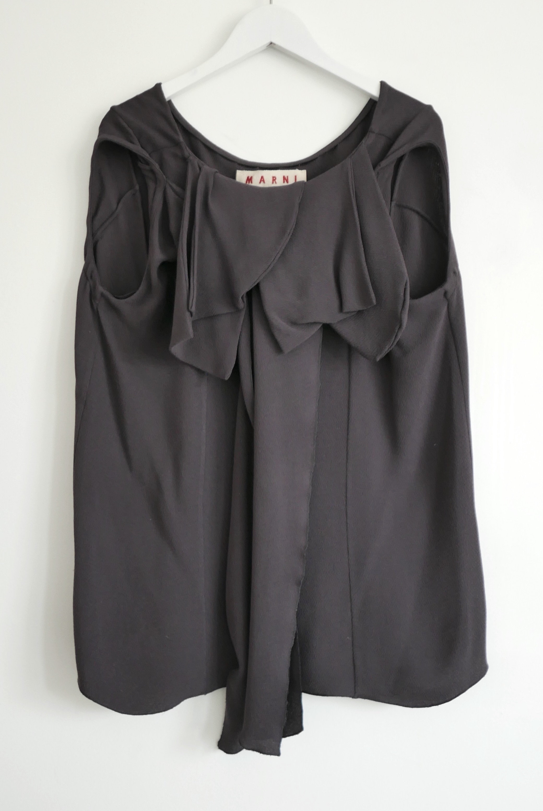 Preowned Marni Black Silk Draped Sleeveless Top Size S grey