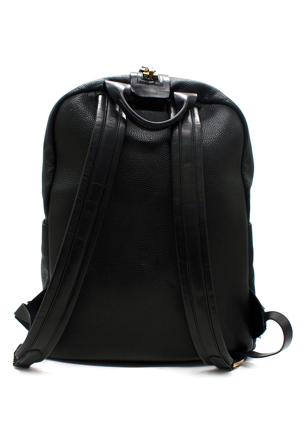 Men's Preowned Tom Ford Black Leather Grained Zip Backpack grained leather