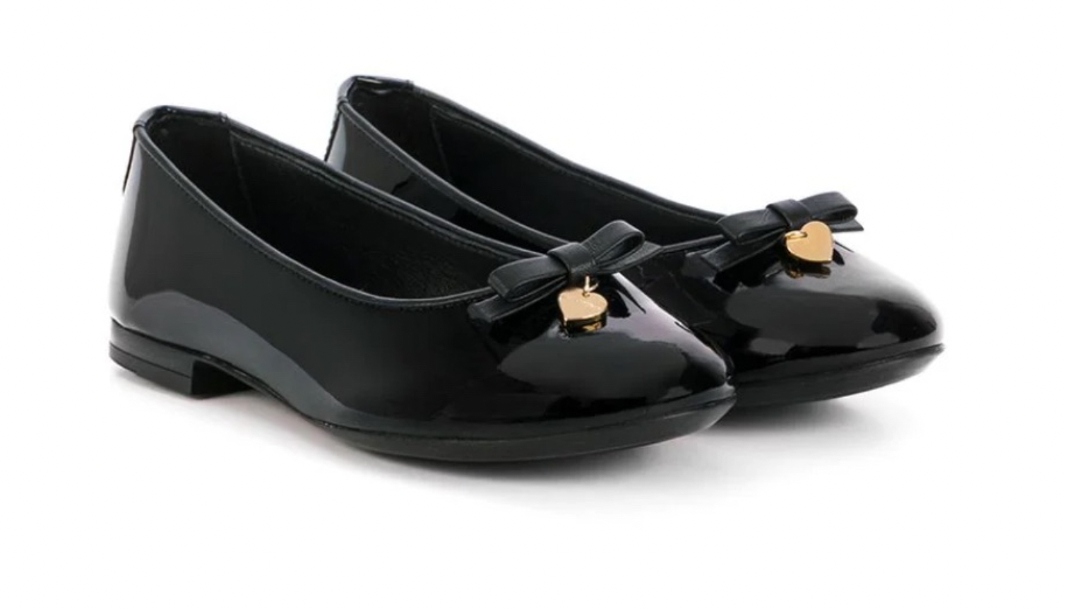 Boys Preowned Dolce  Gabbana Kids Black Patent Leather Ballerina Flats Size 5 Years