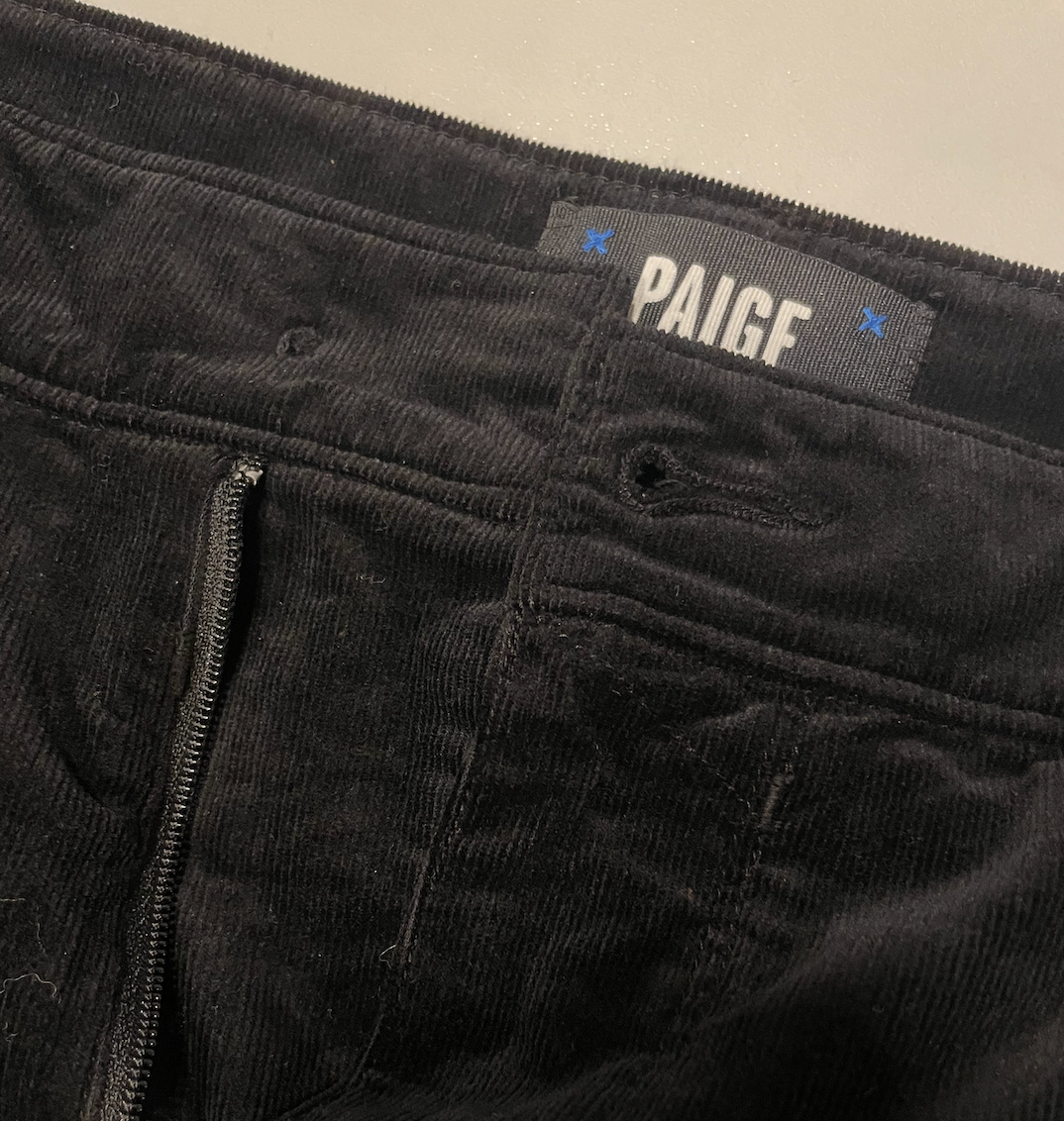 Men's Preowned Paige Black Slim Solid Fine Corduroy Jeans Size 38 cotton