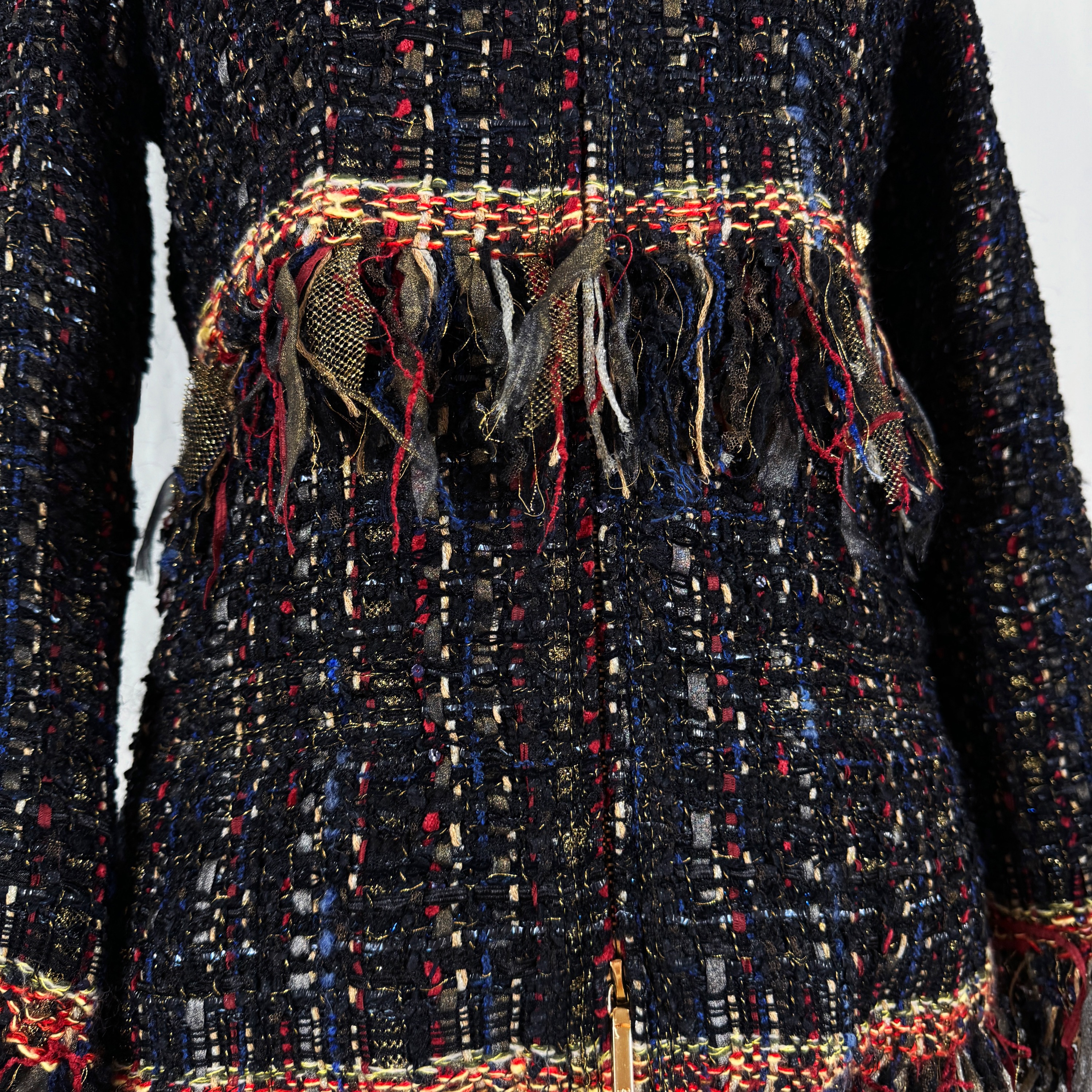 Chanel Multicoloured Tweed Fringe Jacket Size S multicolor