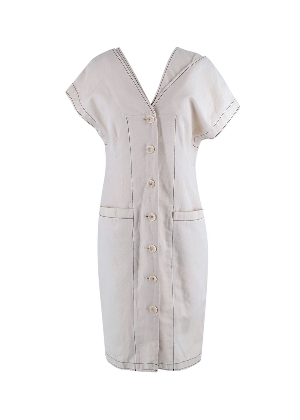 Proenza Schouler Creme Buttoned Midi Dress Size M cotton