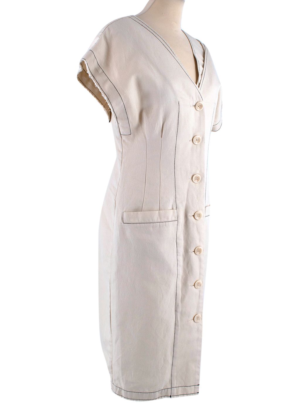 Proenza Schouler Creme Buttoned Midi Dress Size M cotton