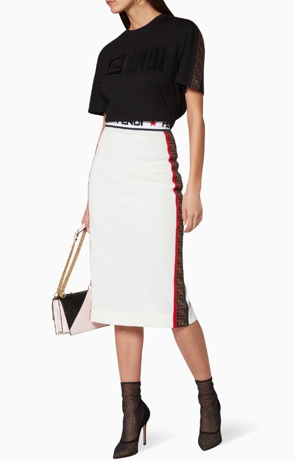 Preowned Fendi x Fila white pencil skirt Size 40 polyester