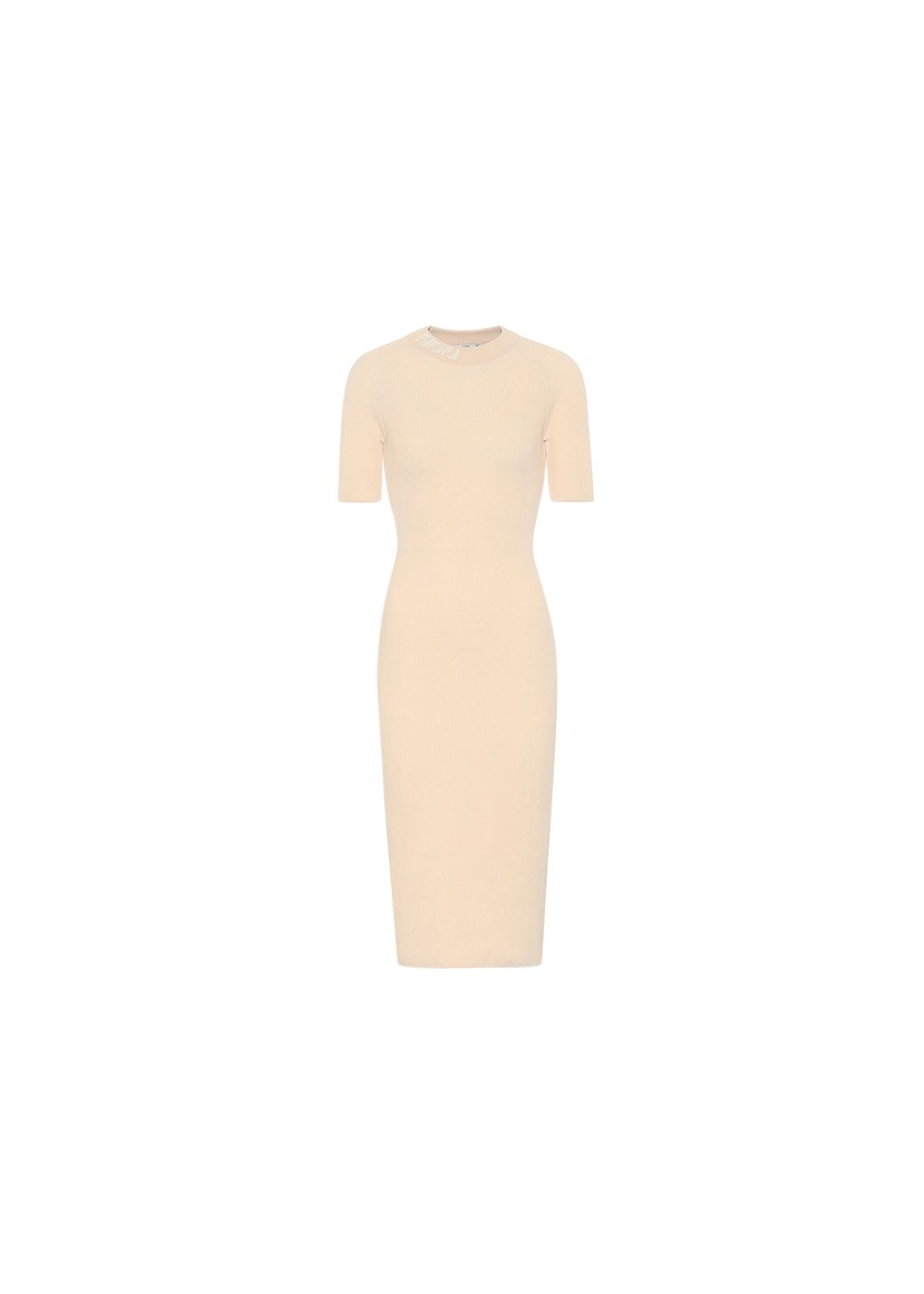 Fendi pale-beige ribbed knit dress Size 42 cream polyester