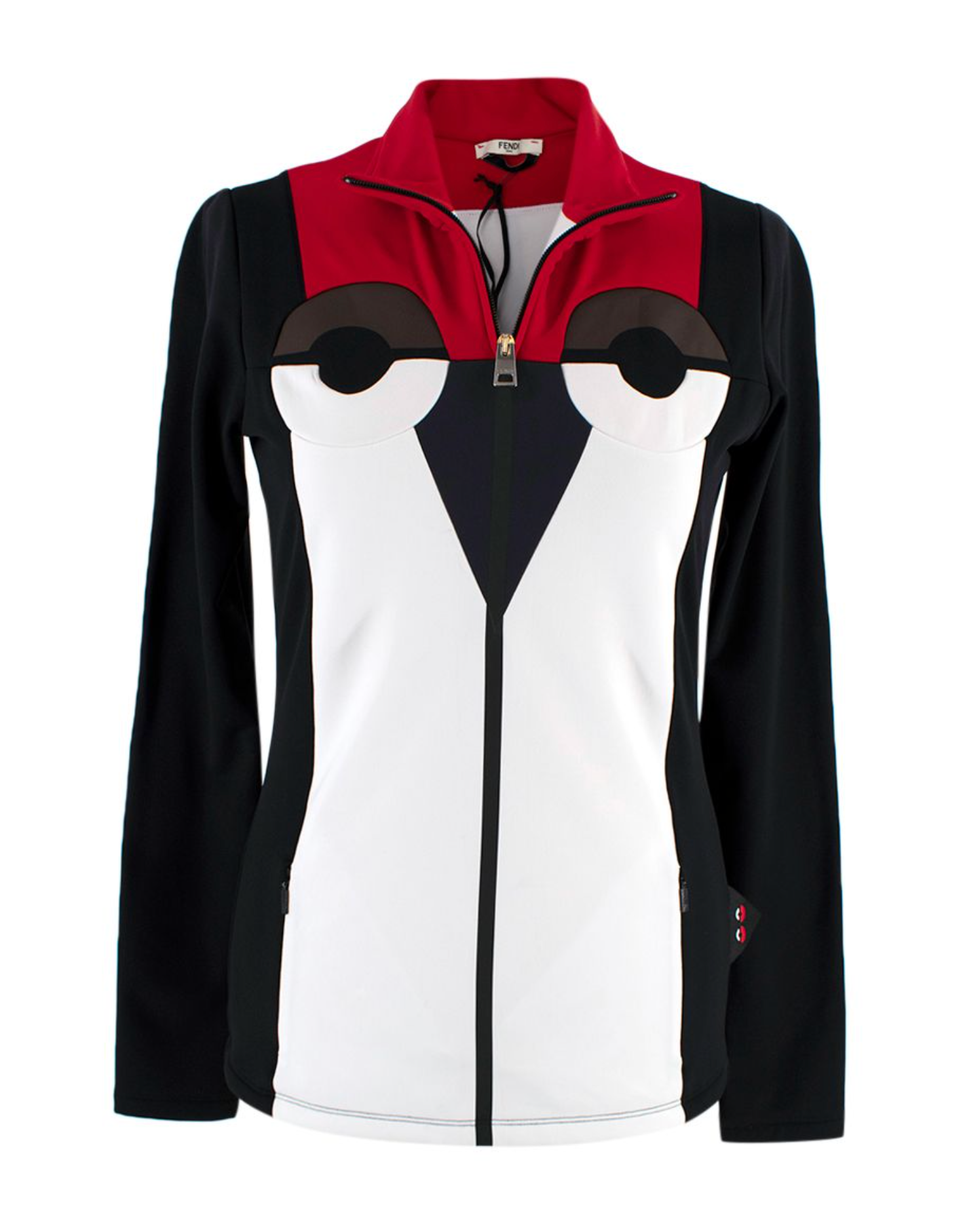 Fendi Red Black  White Monster Eyes Jacket Size XS polyamide/elastane