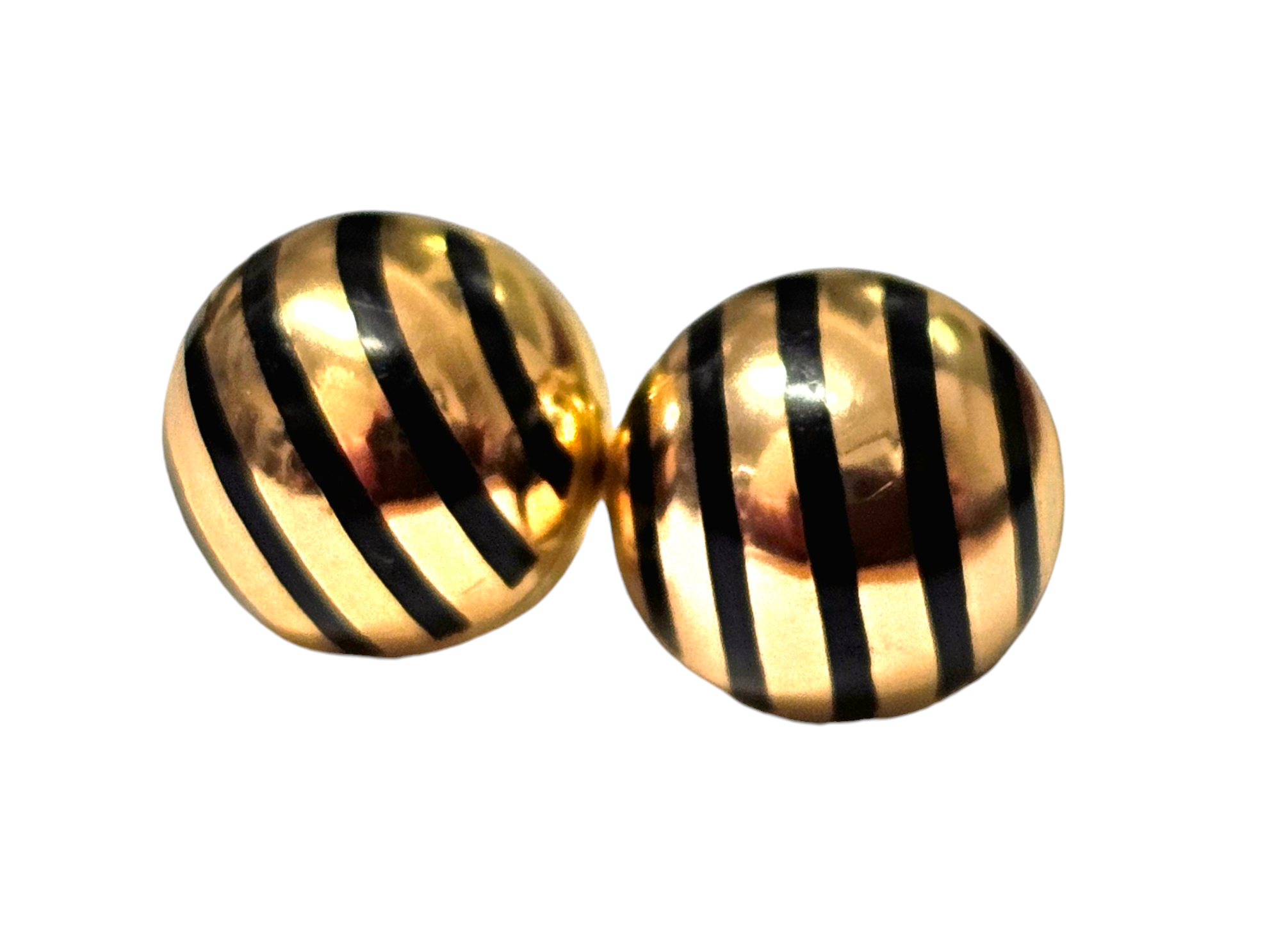 Preowned Bespoke Gold Striped Dome Earrings Yellow gold ct gold