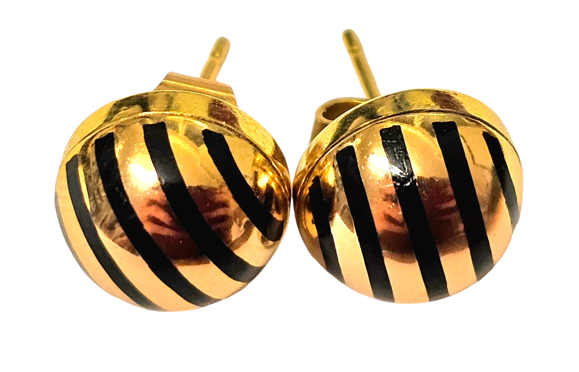 Preowned Bespoke Gold Striped Dome Earrings Yellow gold ct gold