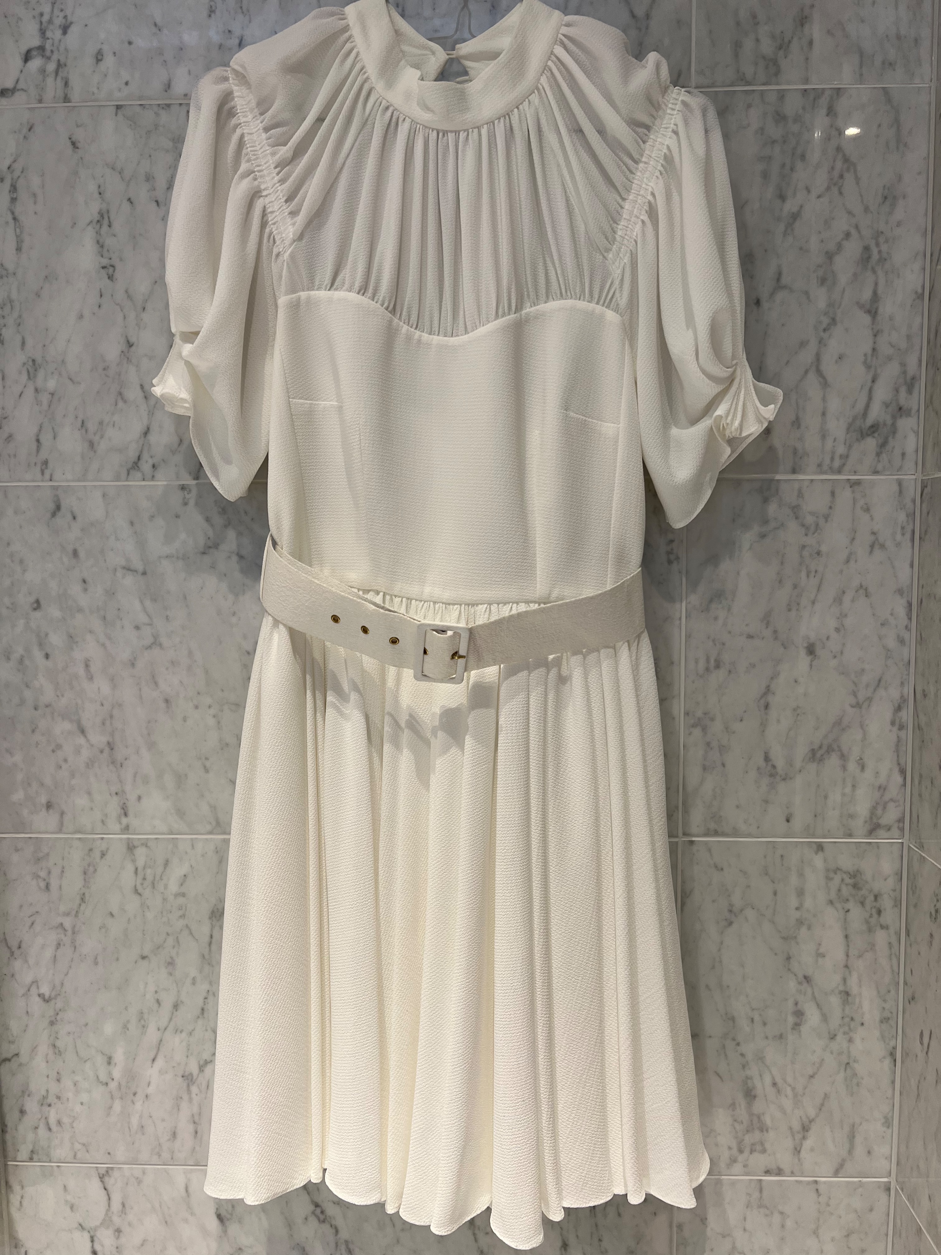 Emilia Wickstead White hammered crepe dress Size M polyester