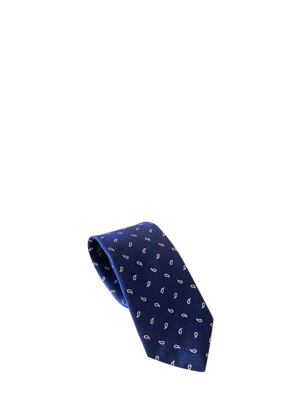 Men's Eton Navy Paisley Silk Tie with Tartan Lining blue