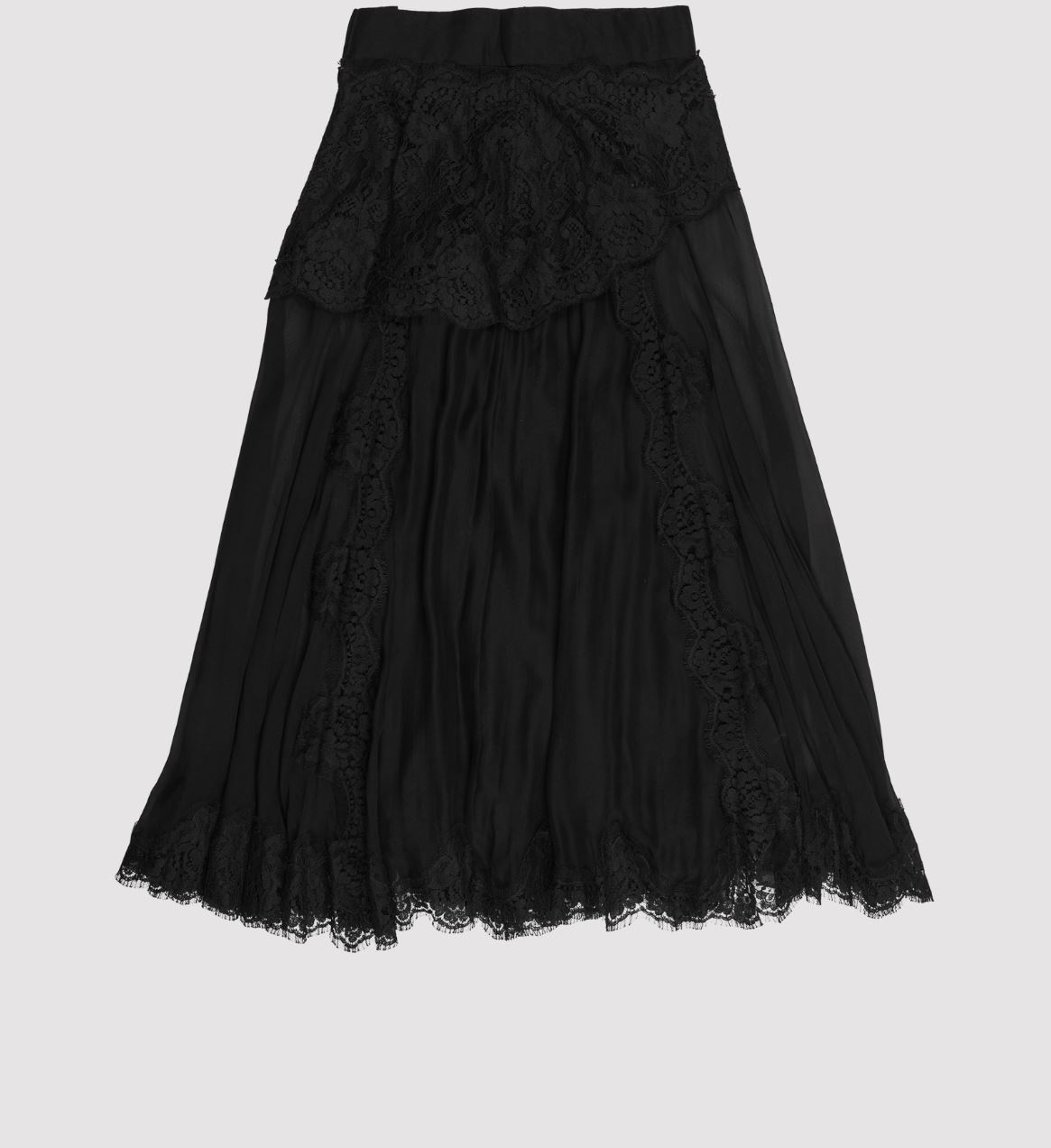 Dolce  Gabbana Runway  Black Sheer Midi Skirt Size S silk blend