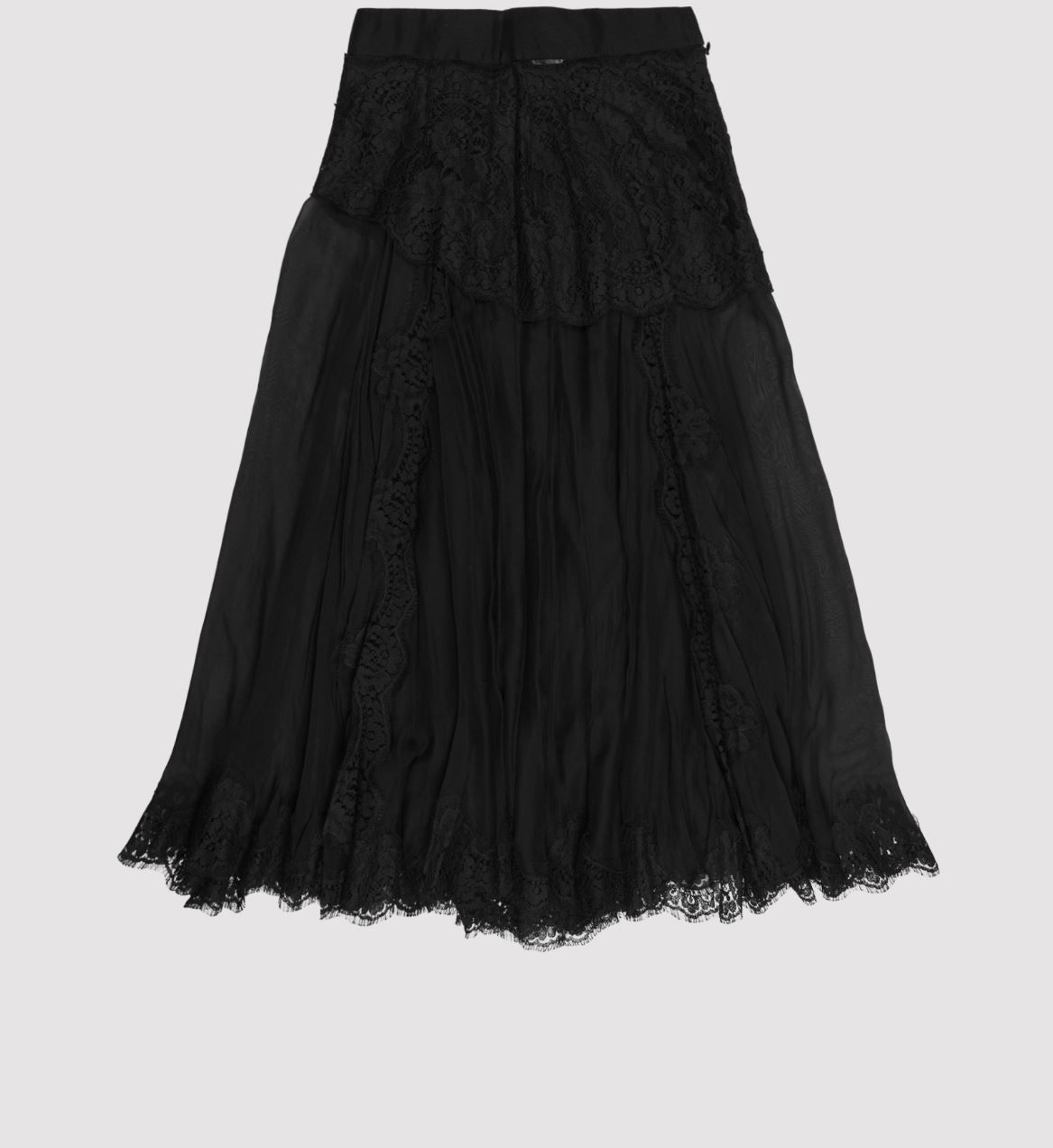 Dolce  Gabbana Runway  Black Sheer Midi Skirt Size S silk blend