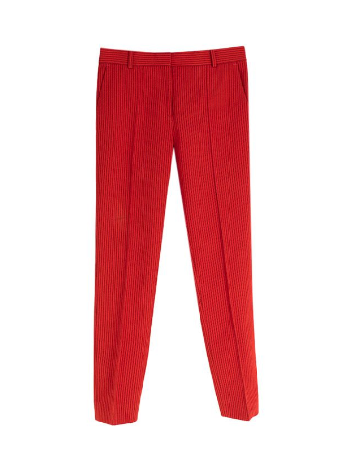 Preowned Celine Red  Black Cotton  Wool Cigarette Trousers Size XXS red black