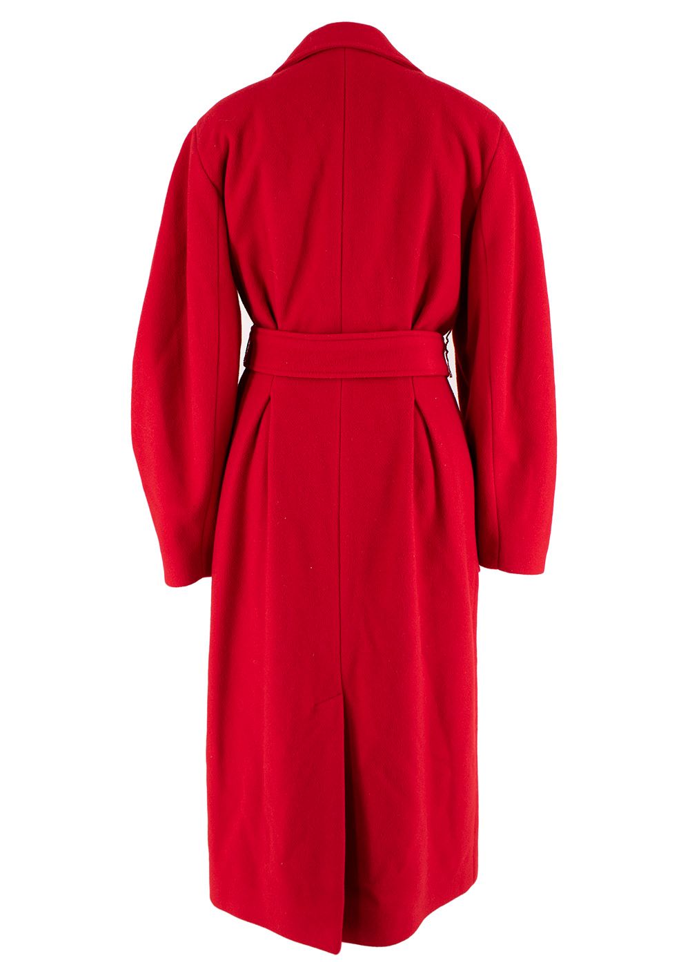 Isa Arfen Red Wool Belted Long Coat Size XS