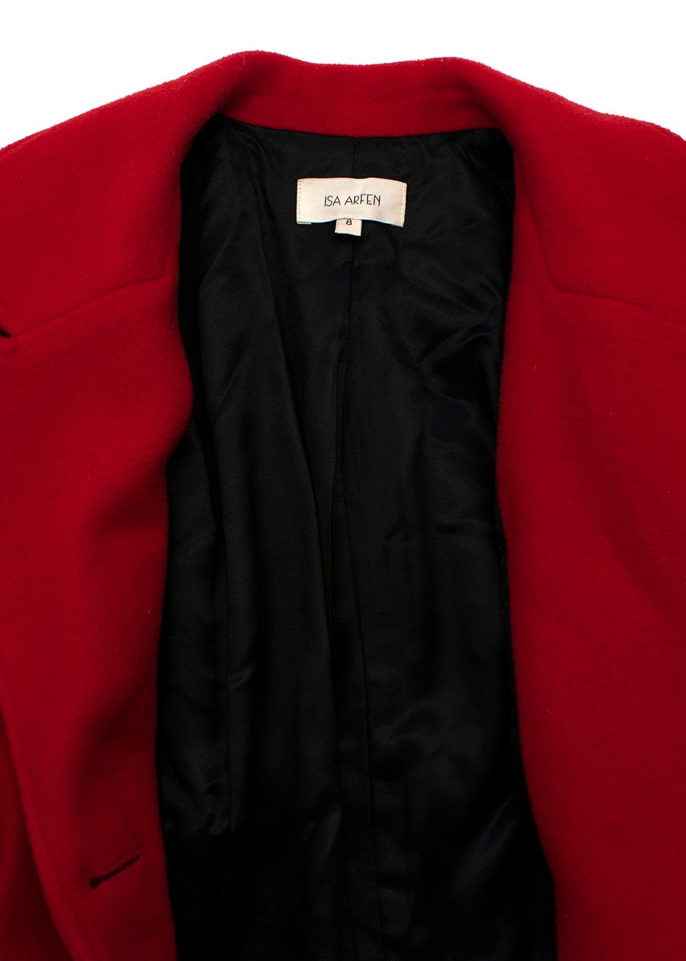 Isa Arfen Red Wool Belted Long Coat Size XS