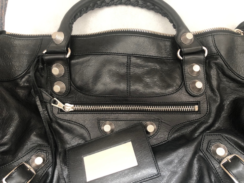 Balenciaga Black Leather Motocross Giant 21 City Bag Size L