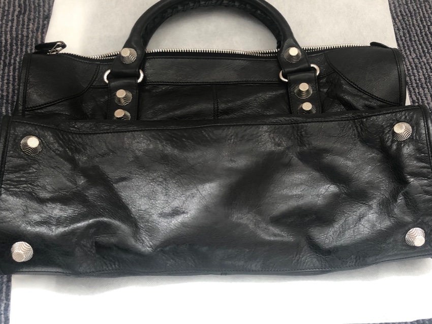 Balenciaga Black Leather Motocross Giant 21 City Bag Size L