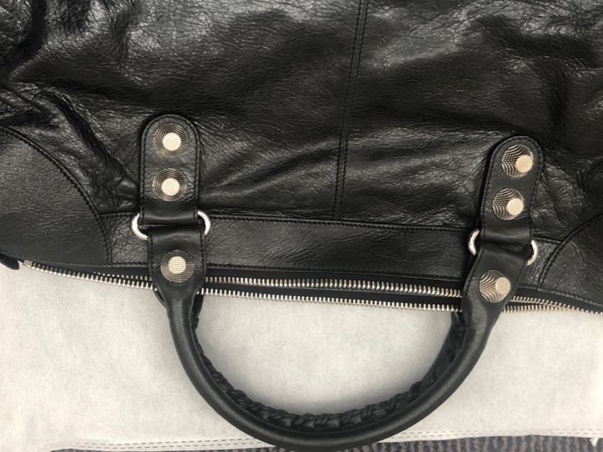 Balenciaga Black Leather Motocross Giant 21 City Bag Size L