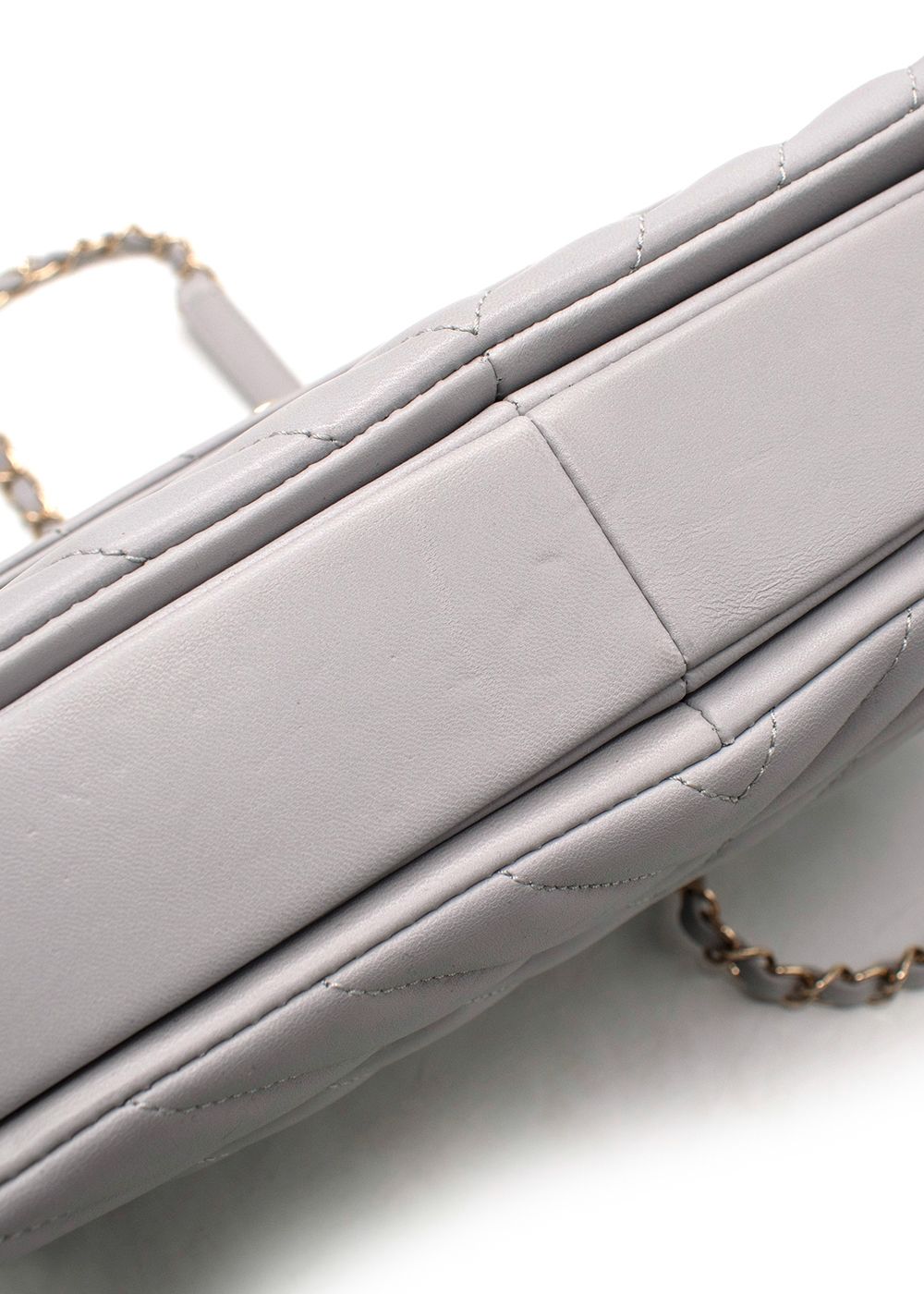 Chanel Grey Chevron Trendy CC Top Handle Bag Dove Grey lambskin leather