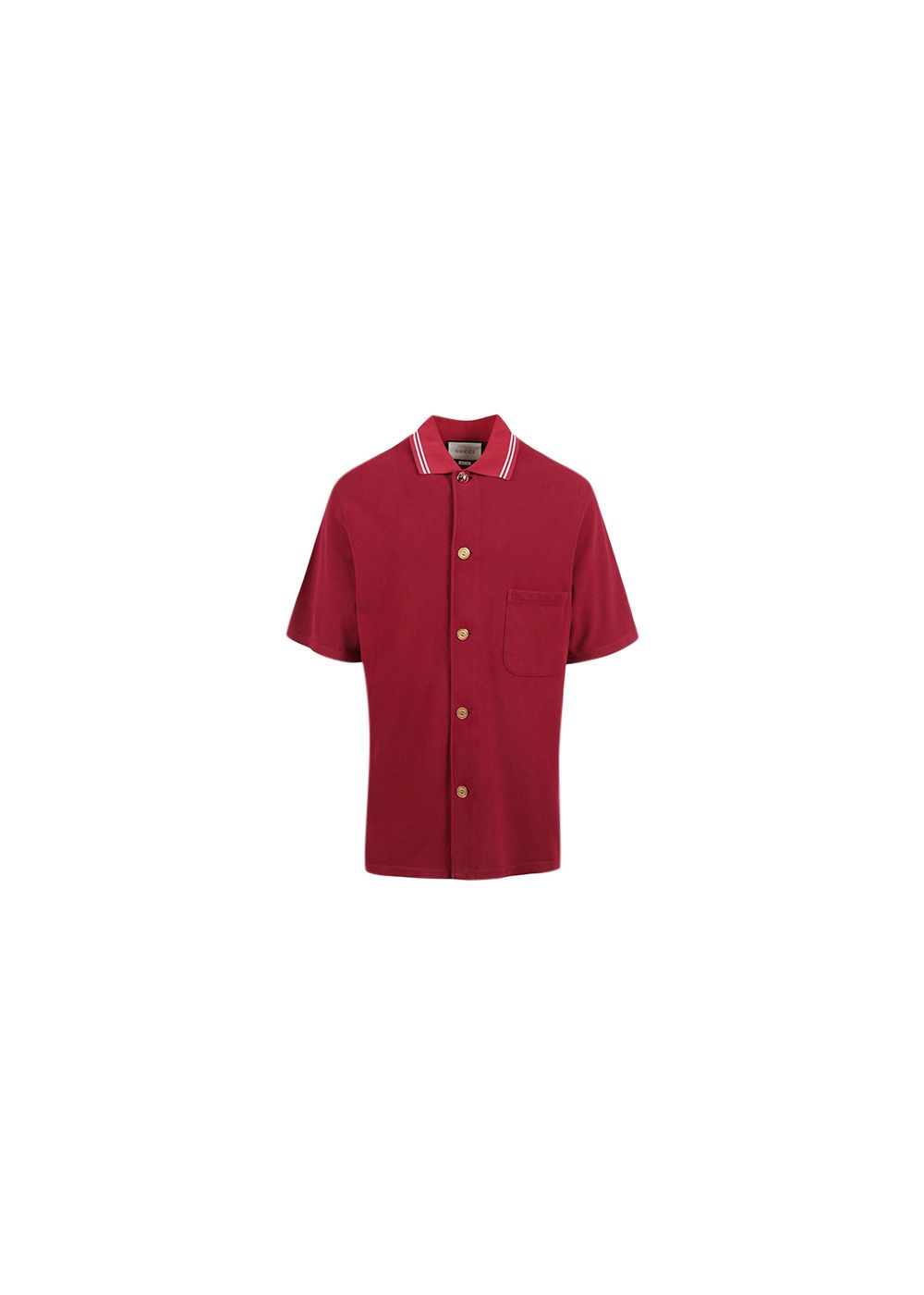 Men's Gucci Red cotton pique button-through polo shirt Size M others