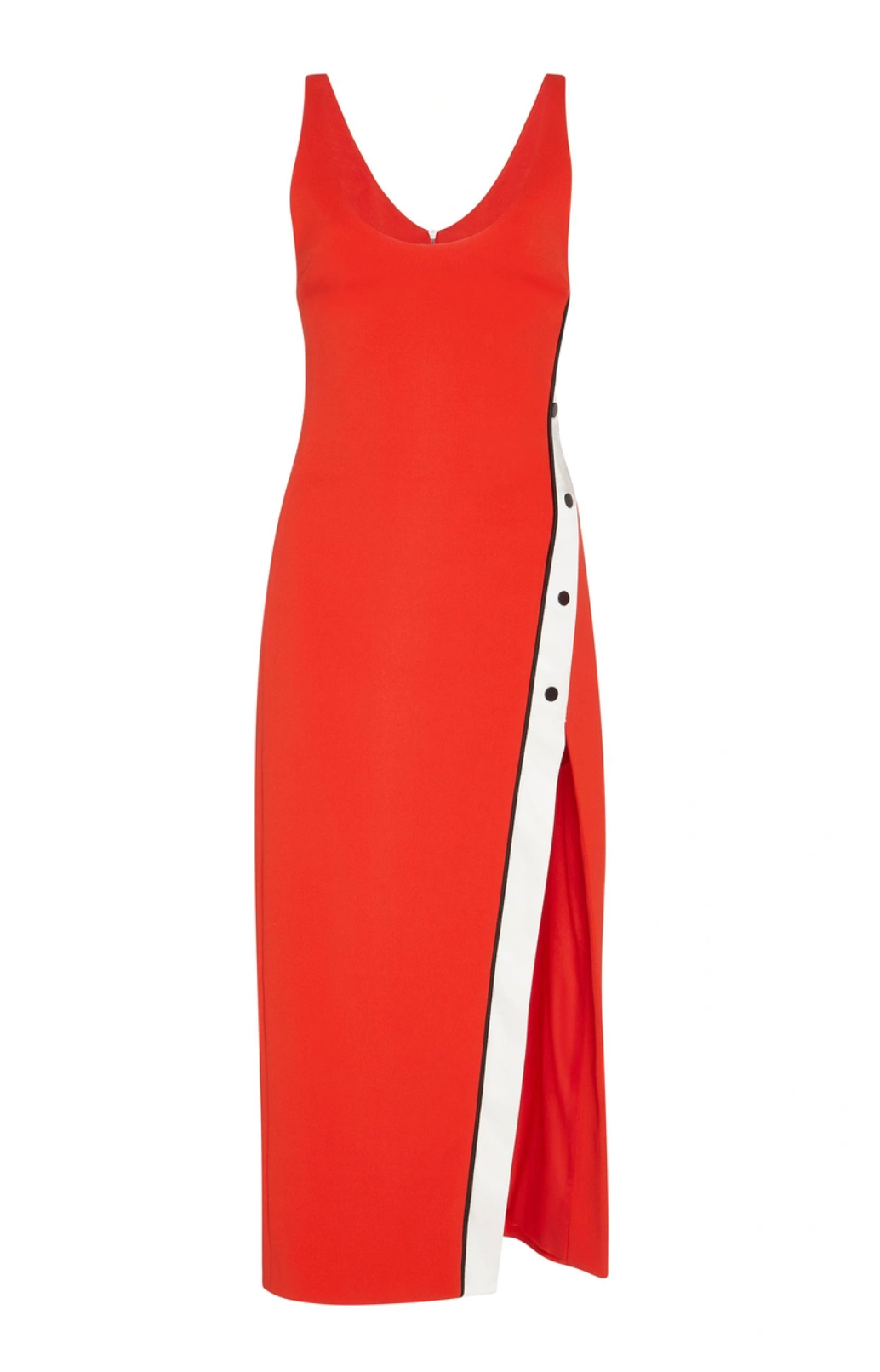 Preowned David Koma Red Snaps Slit Tank Midi Dress Size XXS cellulose fibre/acetate