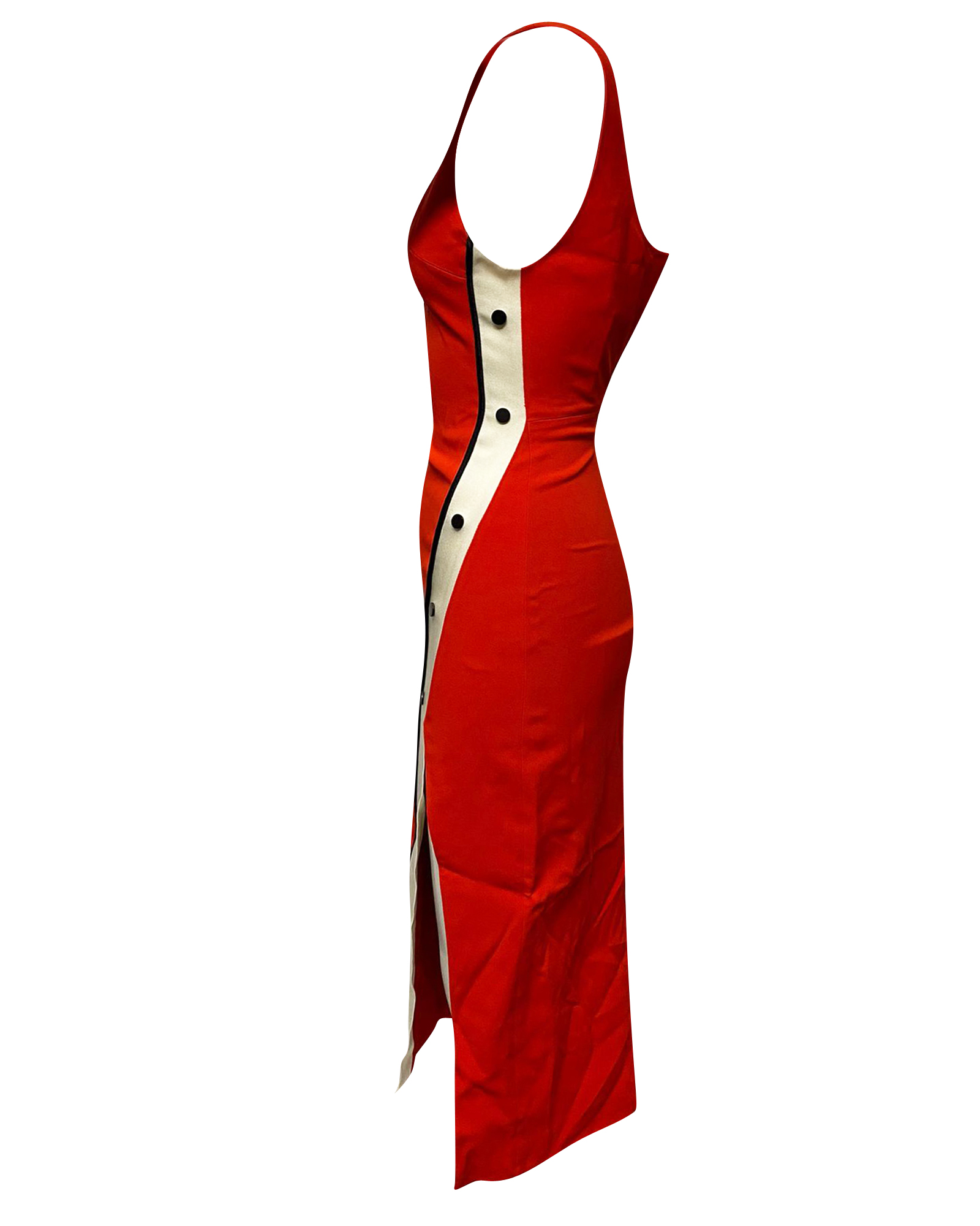 Preowned David Koma Red Snaps Slit Tank Midi Dress Size XXS cellulose fibre/acetate