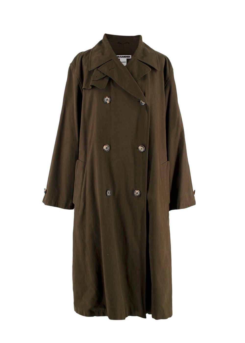 Jil Sander Khaki Double Breasted Trench Coat Size M cotton