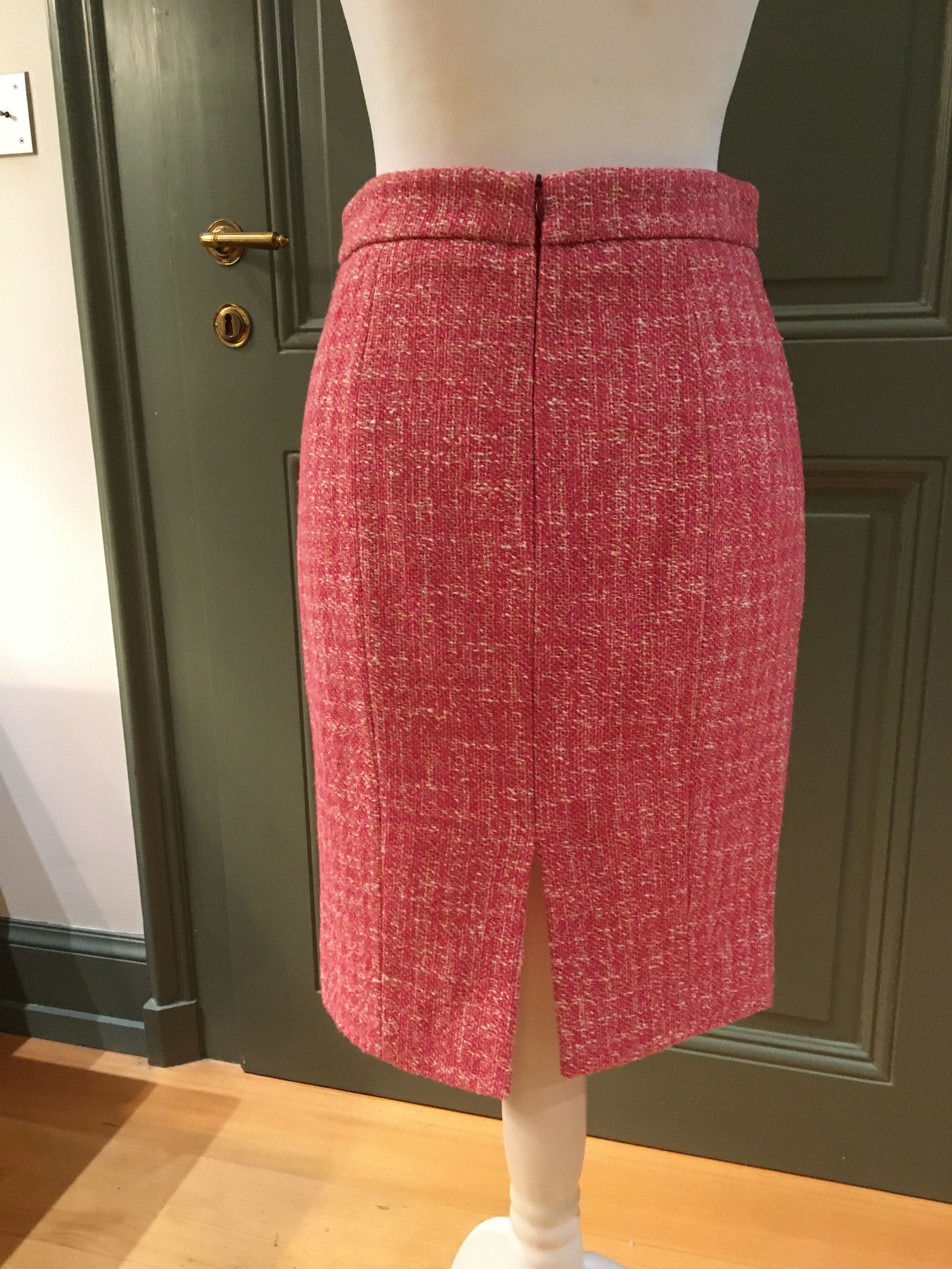 Preowned Red Valentino Pink Tweed Knee Length Skirt Size S mixed