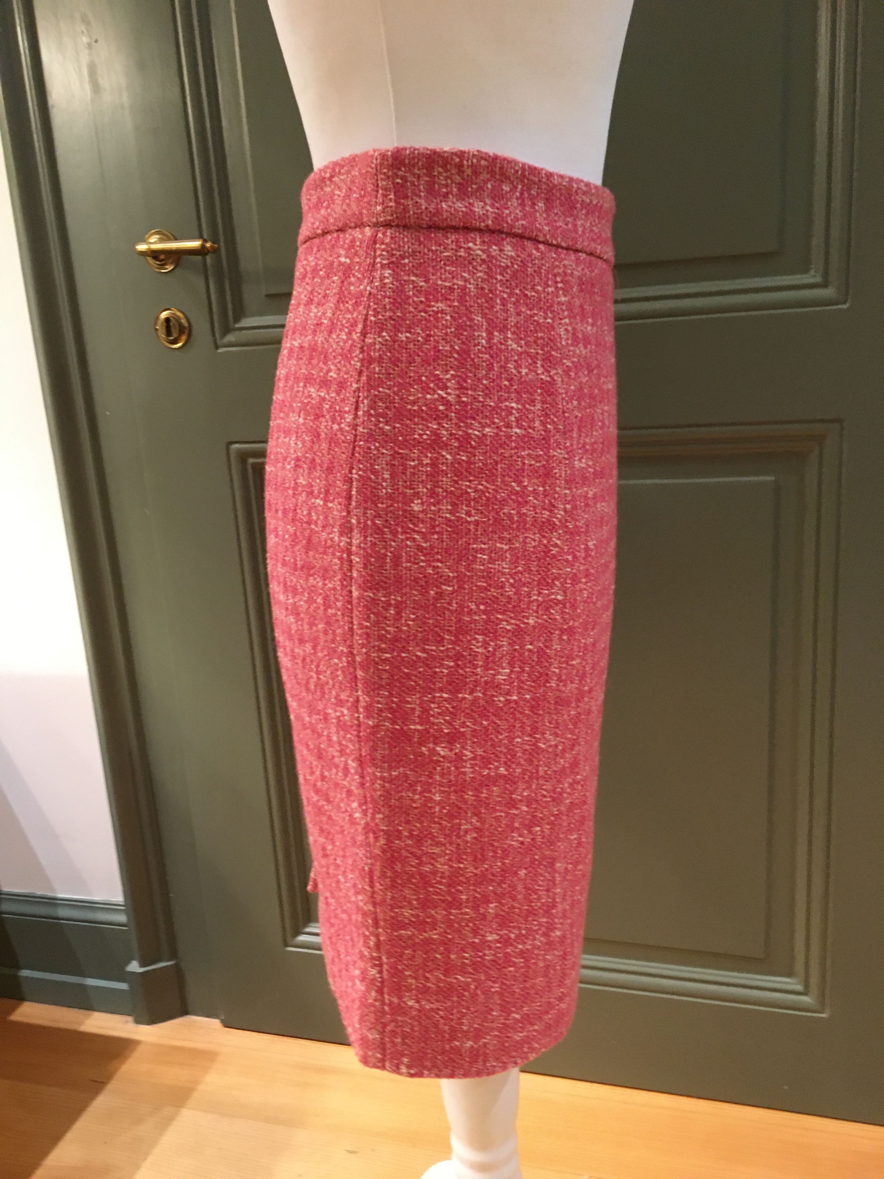 Preowned Red Valentino Pink Tweed Knee Length Skirt Size S mixed