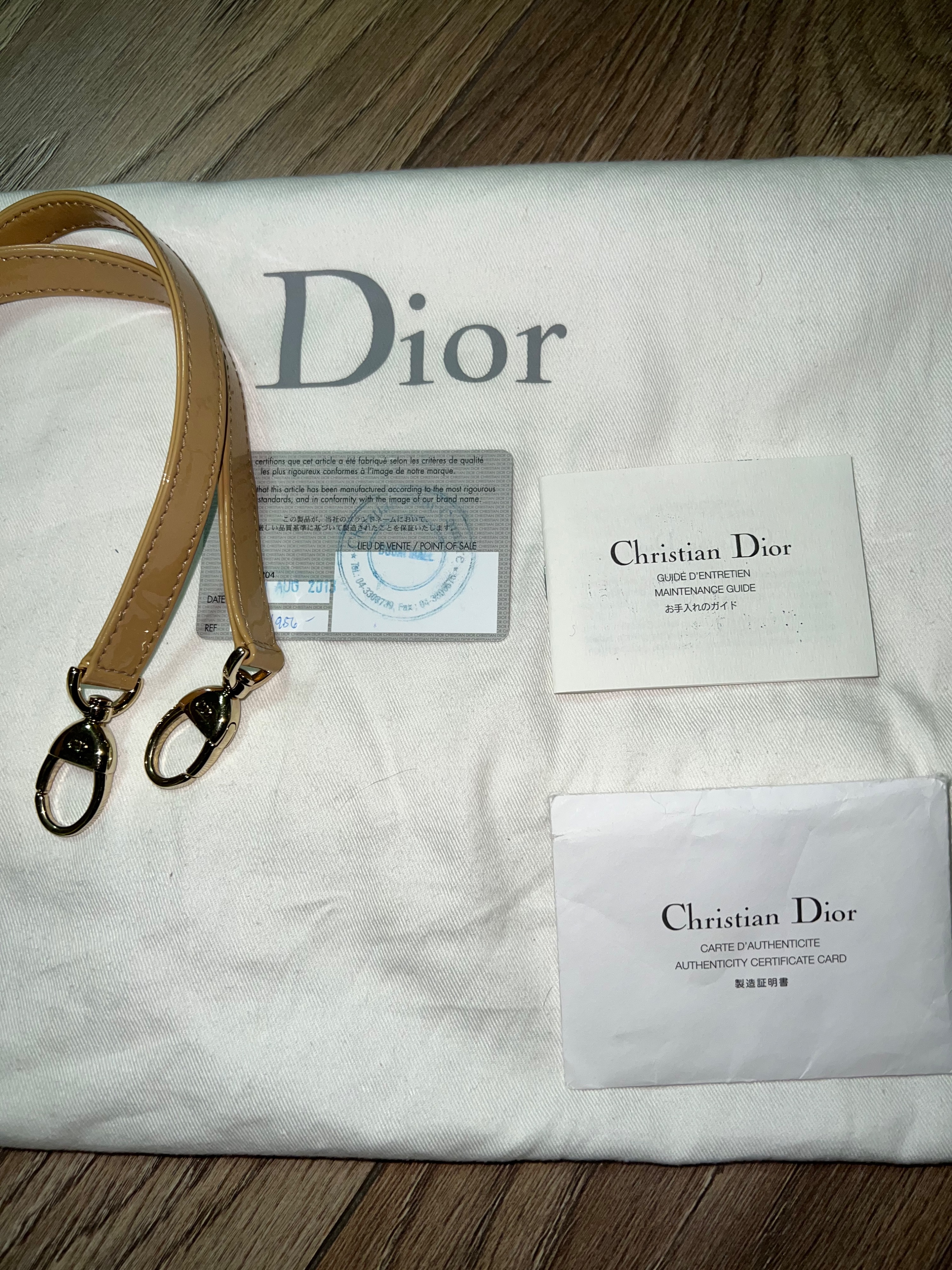 Preowned Beige Patent Leather Large Lady Dior Tote Bag Size L