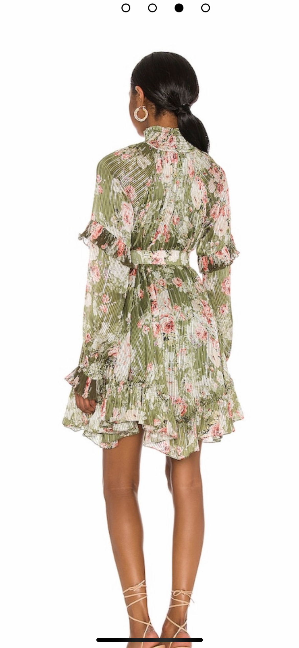 Hemant  Nandita Green Plisse Floral Printed Dress Size XS cuprammon