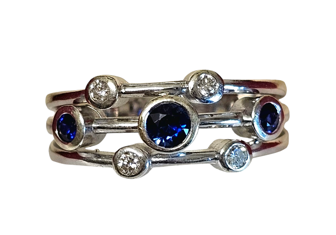 Preowned Bespoke Sapphire and Diamond Bubble Ring White gold ct gold