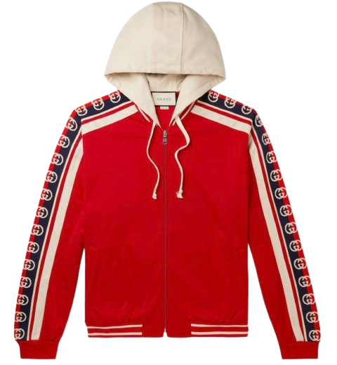 Men's Preowned Gucci Red Technical Jersey Bomber Jacket Size L cotton