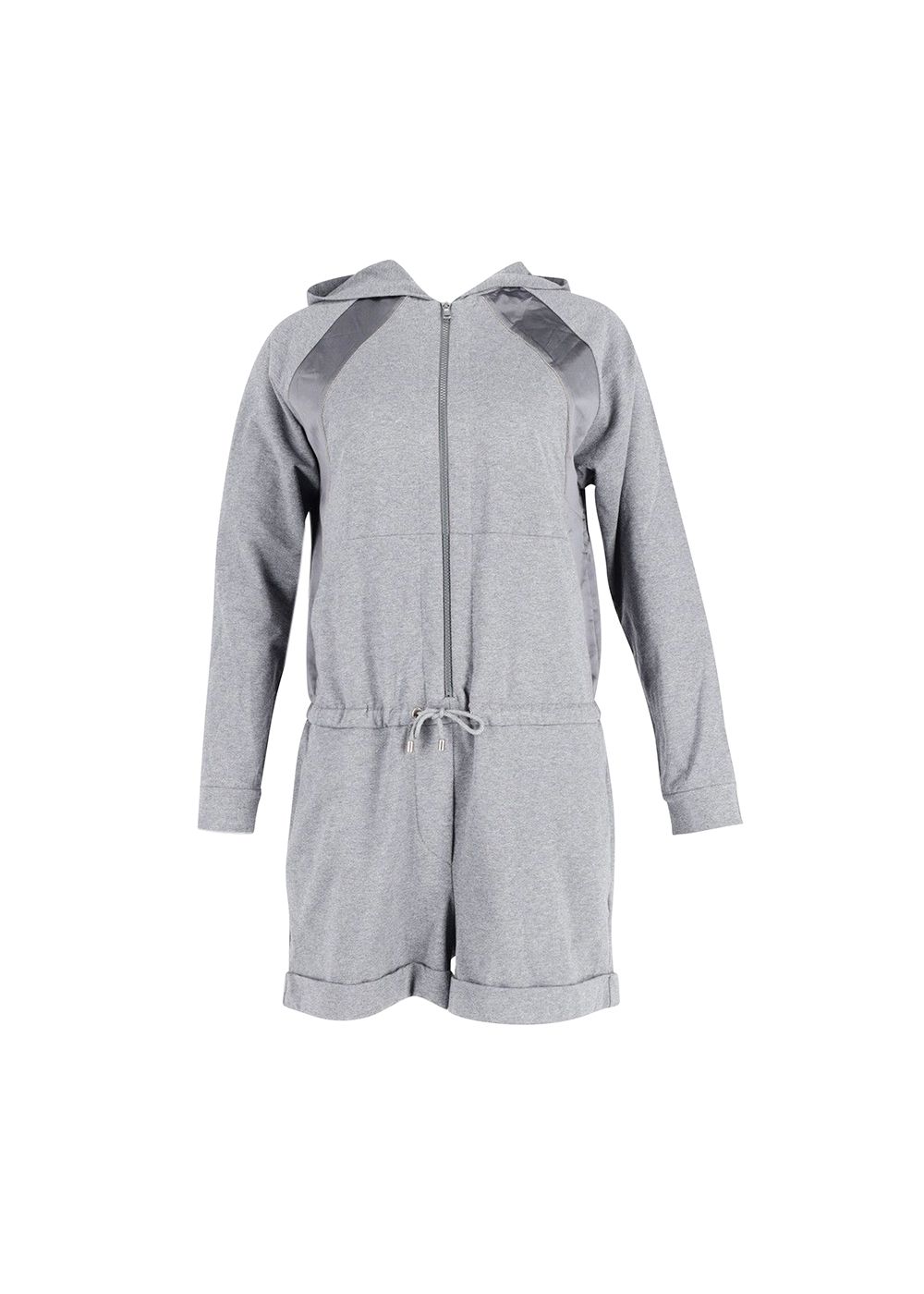 Preowned Brunello Cucinelli Hooded Jumpsuit in Grey Cotton Size M