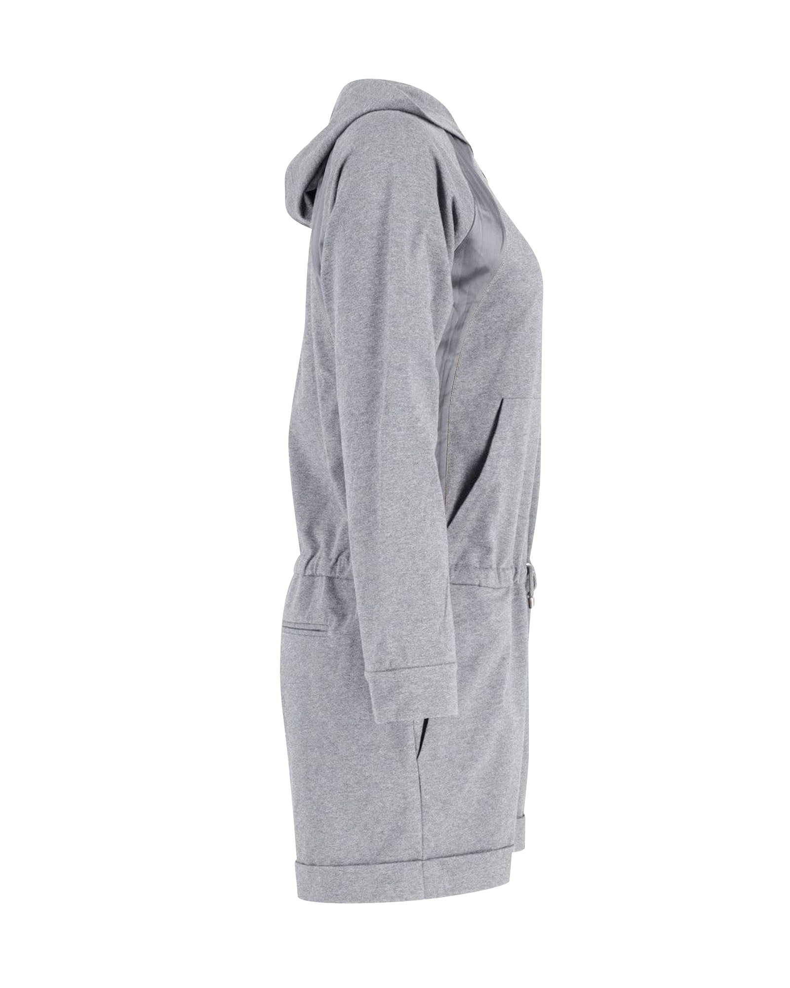 Preowned Brunello Cucinelli Hooded Jumpsuit in Grey Cotton Size M