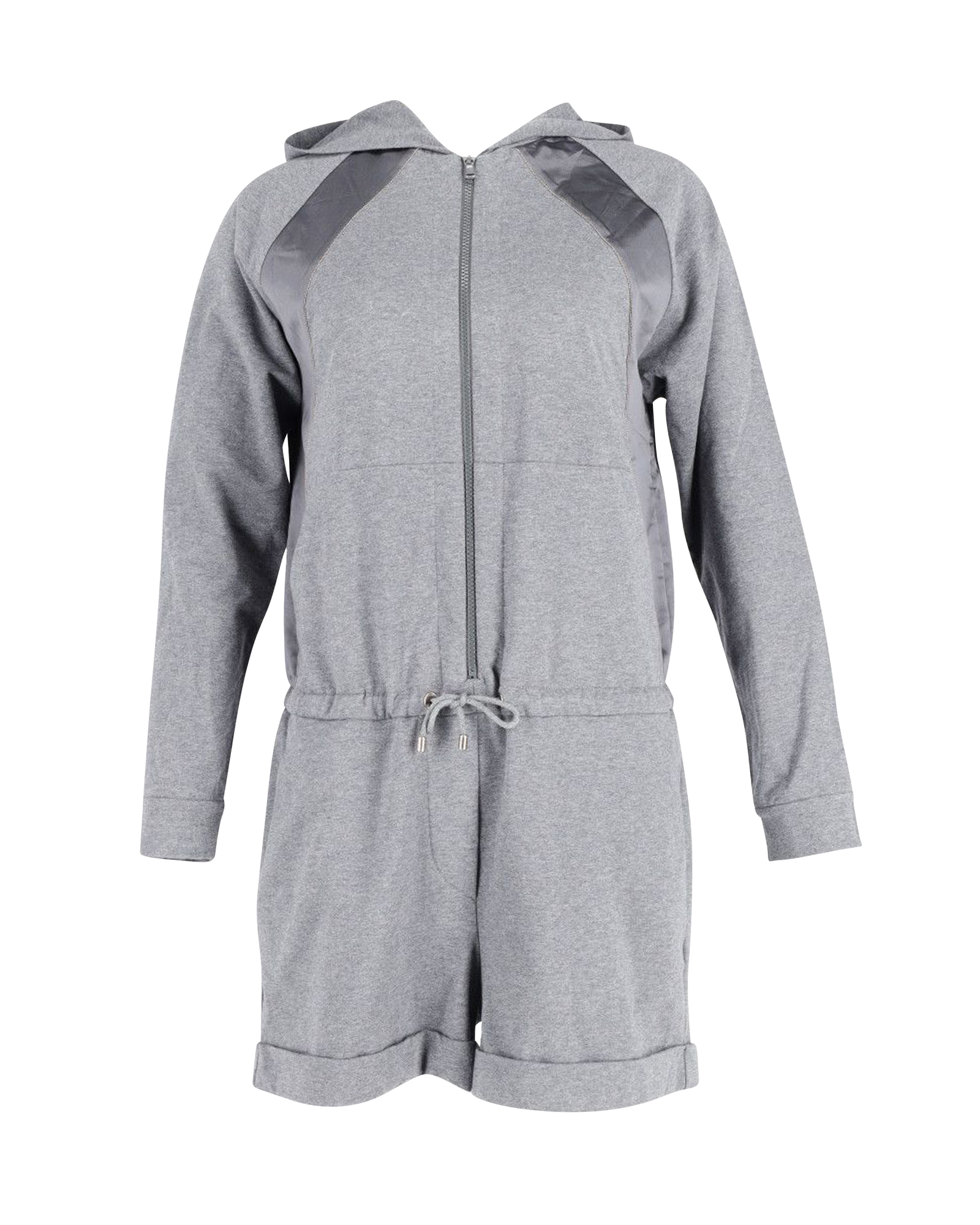 Preowned Brunello Cucinelli Hooded Jumpsuit in Grey Cotton Size M