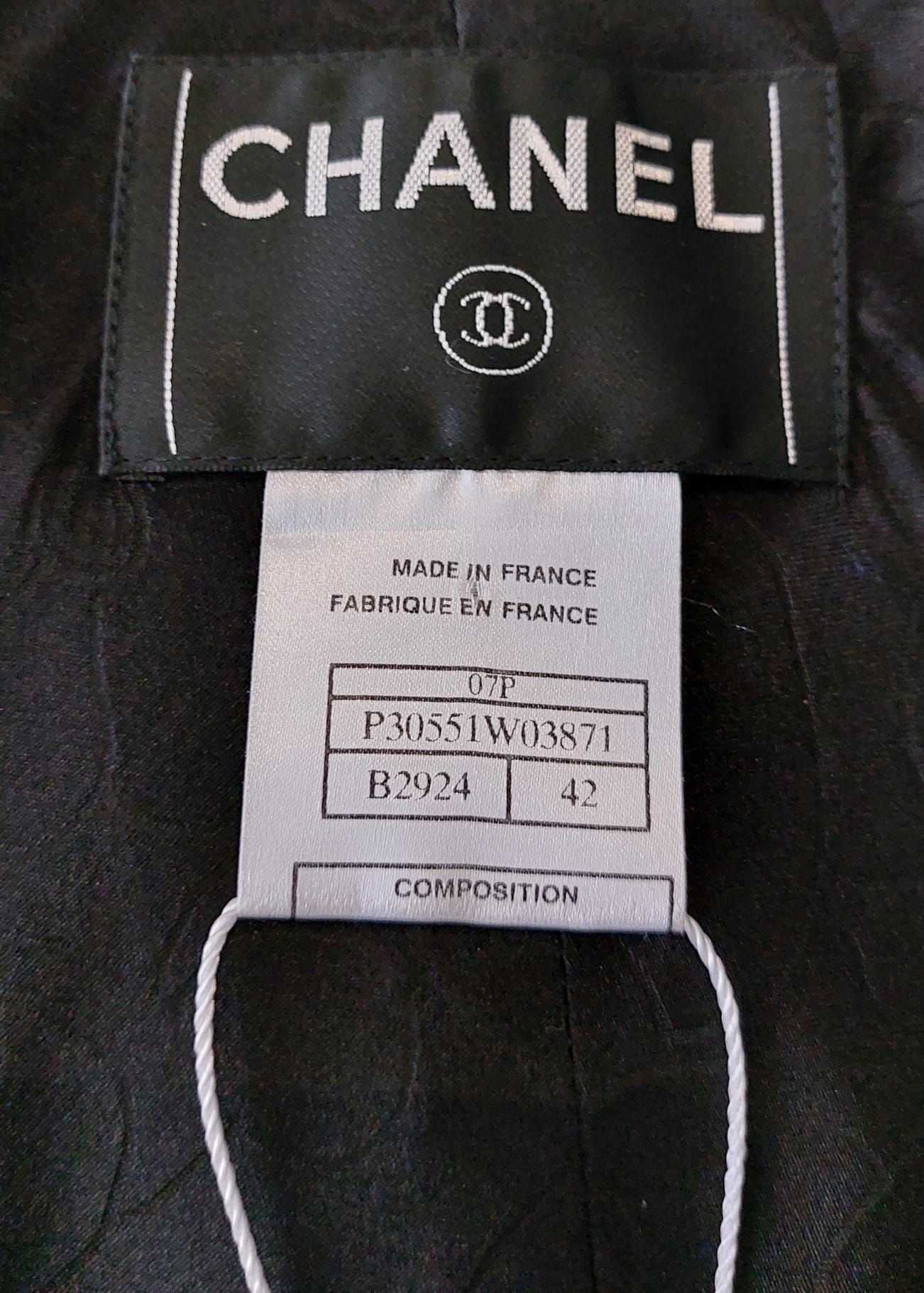 Chanel Black Wool Cropped Sleeve Jacket Size M