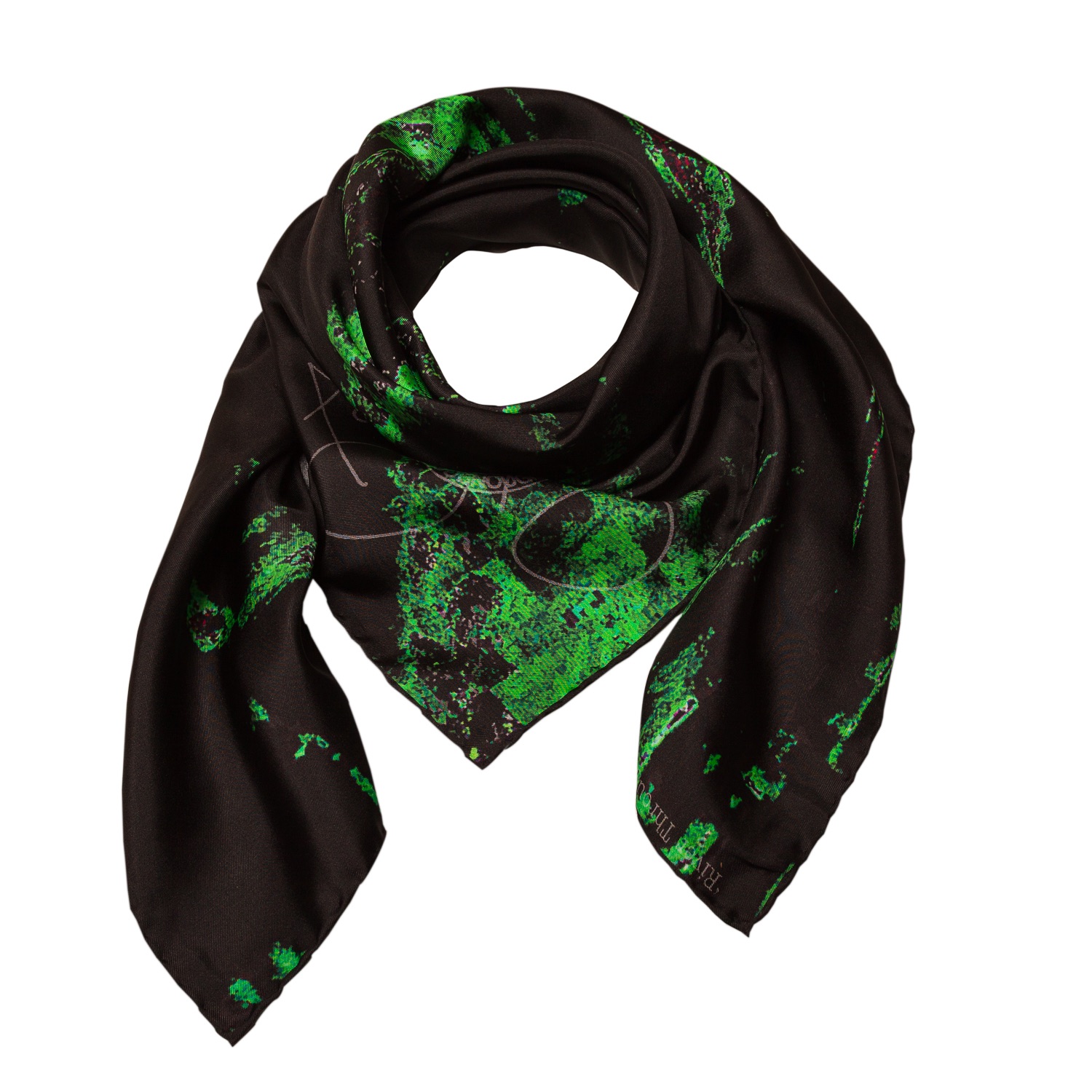 Men's Rosemary Goodenough River Through a Curtain VI Silk Scarf Green