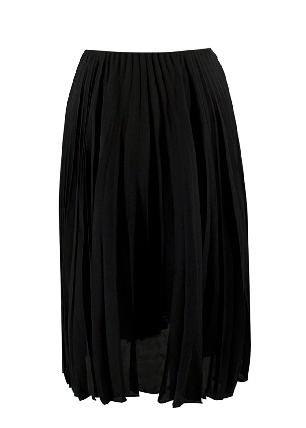 Valentino Black Pleated Satin Skirt Size XS silk