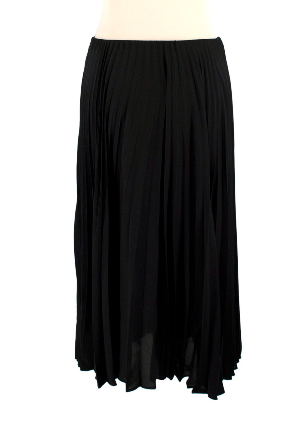 Valentino Black Pleated Satin Skirt Size XS silk