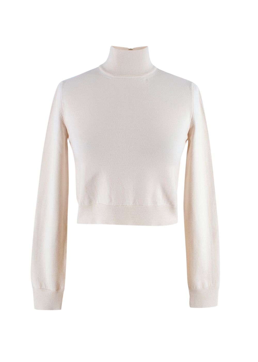 Preowned MaxMara Cream Cropped High Neck Jumper Size XXS cotton