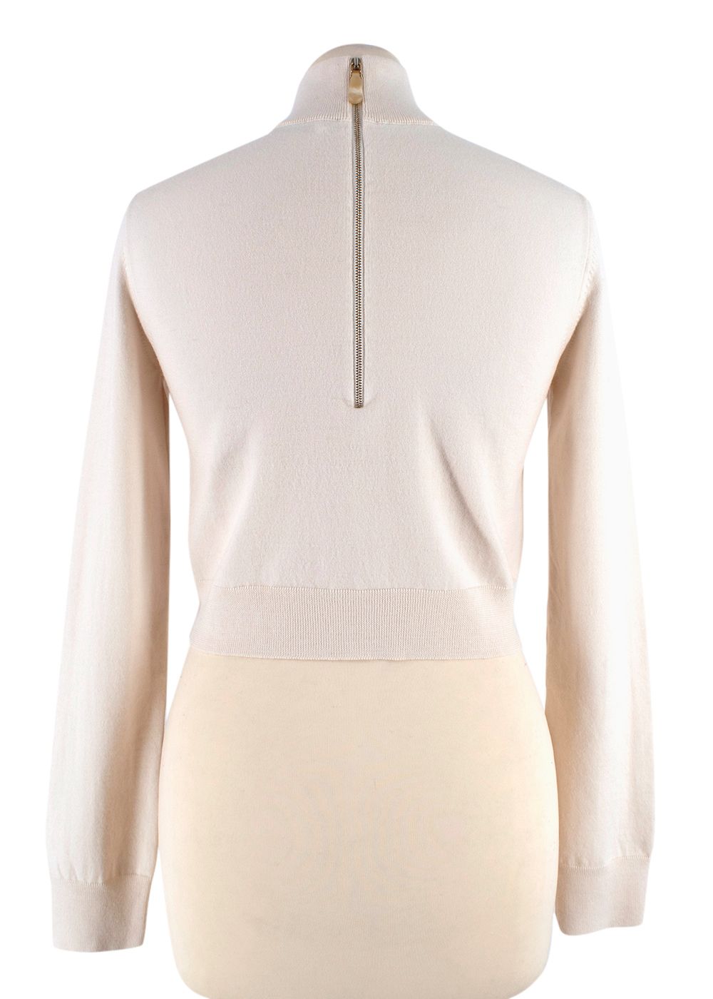 Preowned MaxMara Cream Cropped High Neck Jumper Size XXS cotton