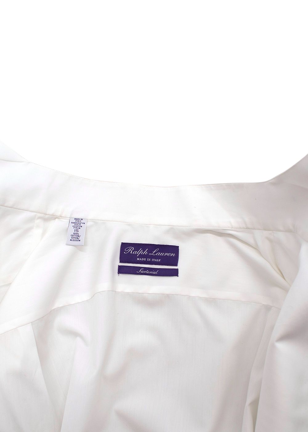 Men's Ralph Lauren Purple Label White Cotton Dress Shirt Size 15